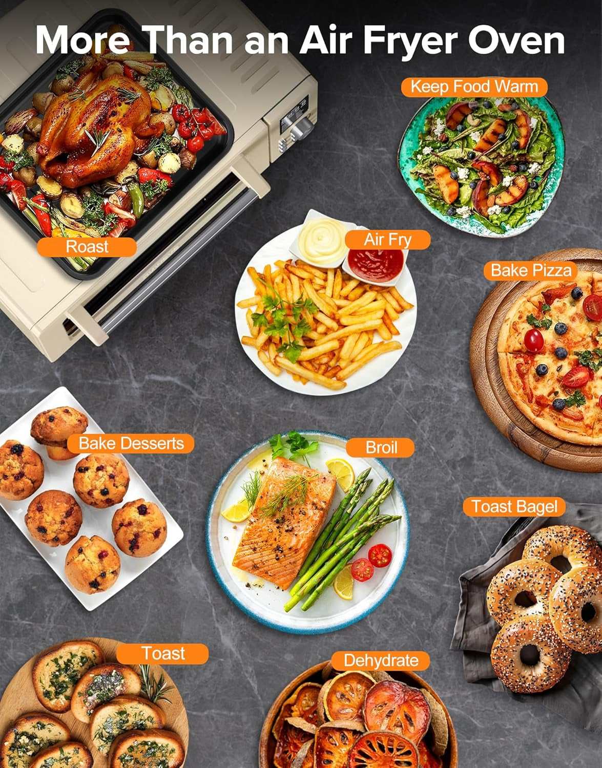 Bravo Pro Smart Air Fryer Toaster Oven Combo, Airfryer Convection Oven Countertop, 10-In-1 Functions with Quicker & Even Crisp Technology, 1800W, 50-450°F, Pfas-Free, 21QT, Vanilla Cream