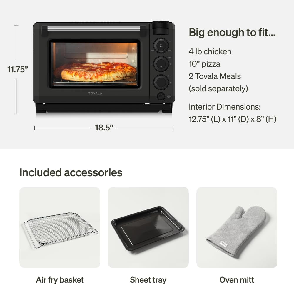 Smart Oven Pro, 6-In-1 Countertop Convection Oven - Steam, Toast, Air Fry, Bake, Broil, and Reheat - Smartphone Control Steam & Air Fryer Oven Combo