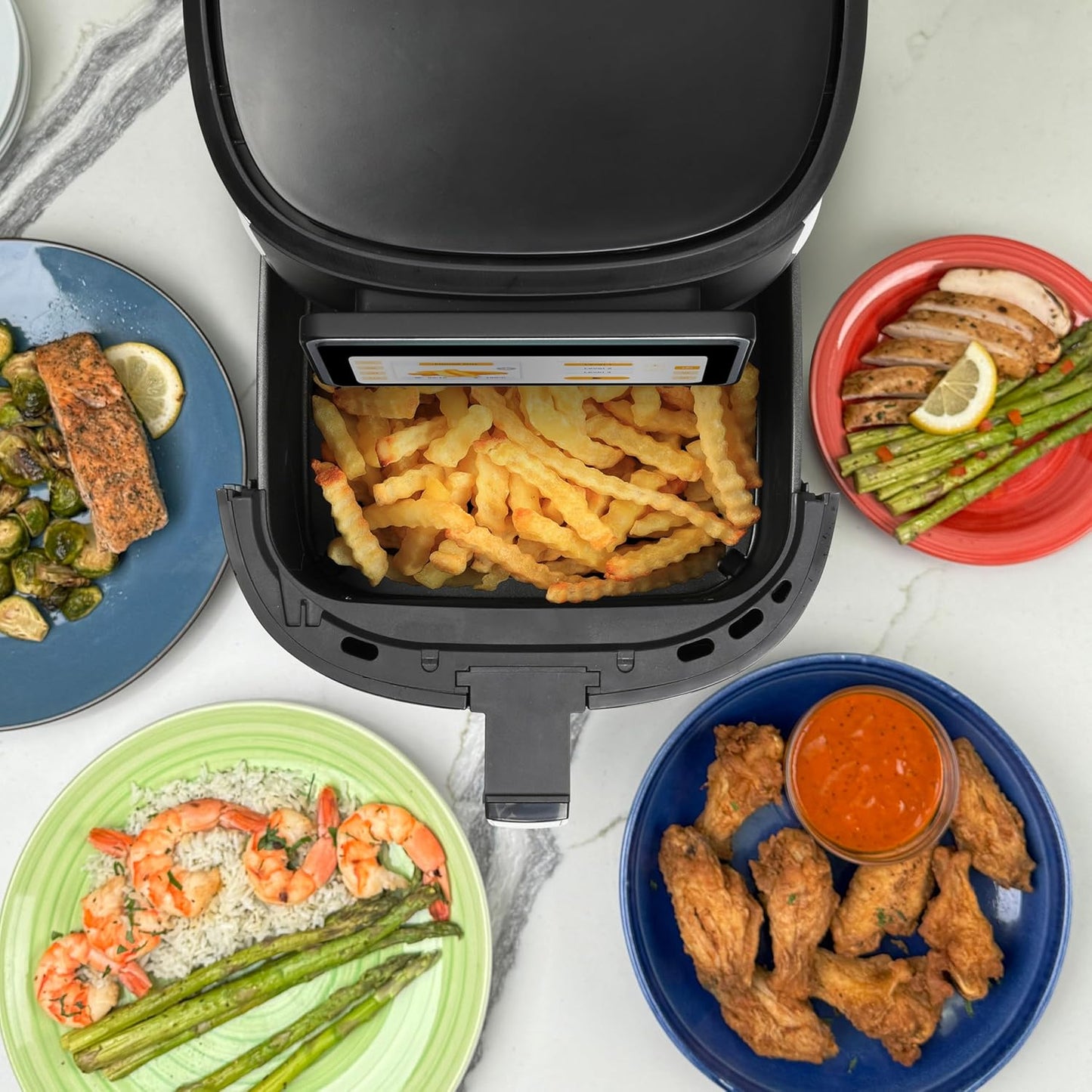 Air Fryer VIVID TOUCH Series 5 Quart Capacity with High-Resolution Touchscreen 202 Cooking Presets in 12 Food Categories with View Window, 1500-Watts, Stainless Steel