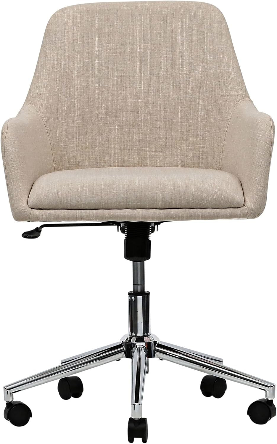 Workspace by  Mid-Century Task Chair, Supports up to 275 Lb, 18.9" to 22.24" Seat Height, Cream Seat, Cream Back