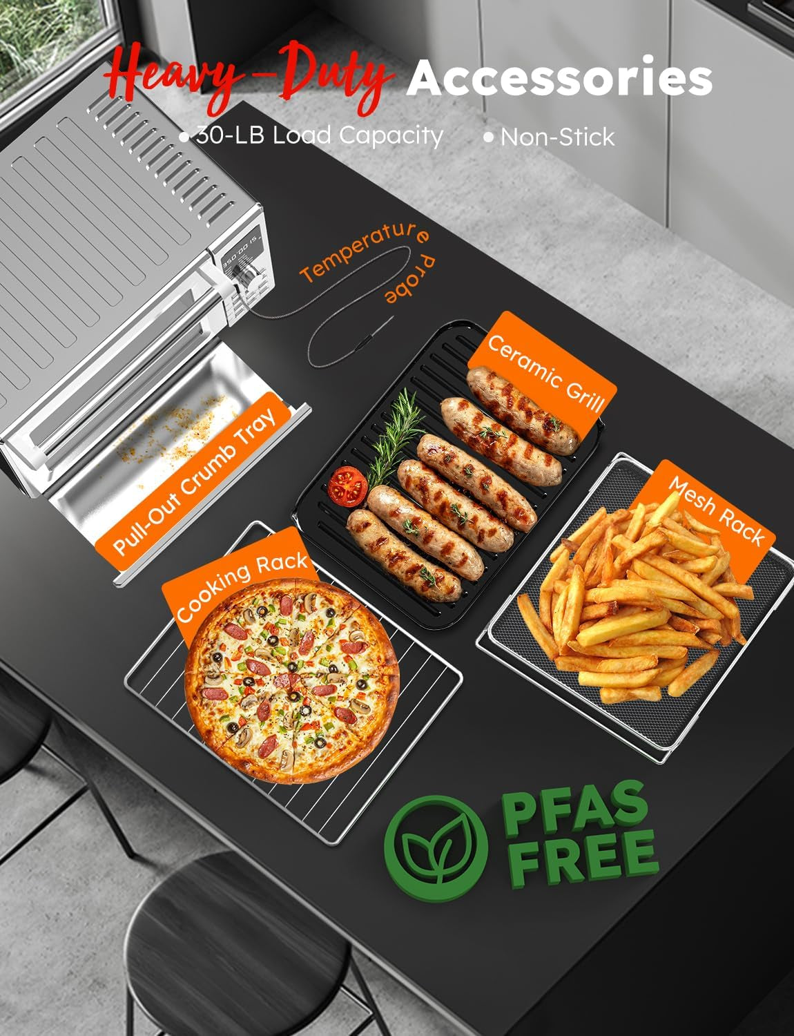 Bravo XL Pro Air Fryer Toaster Oven with Grill Combo, 2025 New Ultra-Fast Convection System, 35% Crispier, 2X More Even, 142 Presets, 50-500F, Smarter Probe, PFAS Free, 30QT, Stainless Steel