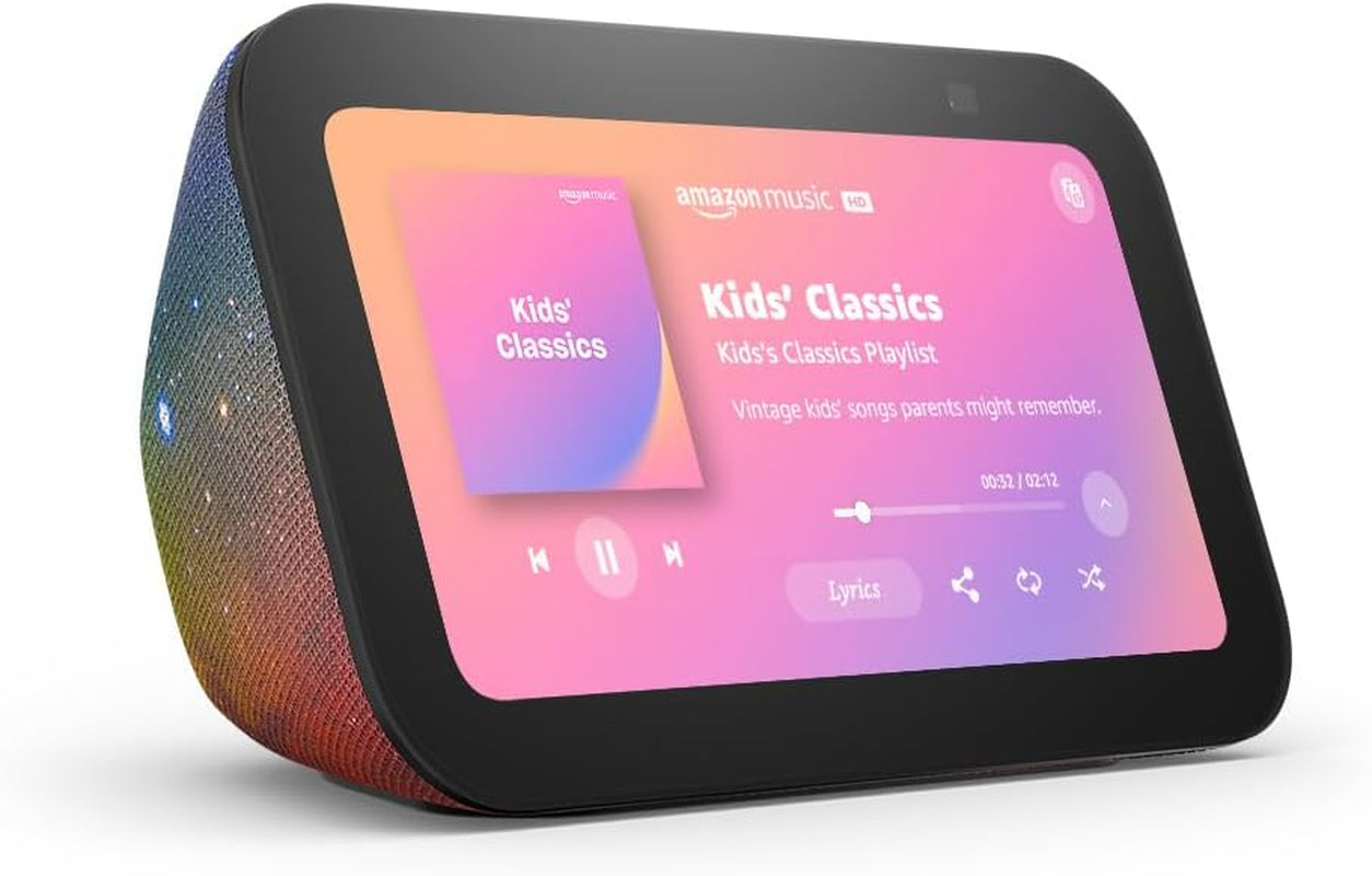 Echo Show 5 Kids (Newest Model), Designed for Kids, with Alexa+ Early Access, Parental Controls, Includes 1 Year of  Kids+, Galaxy