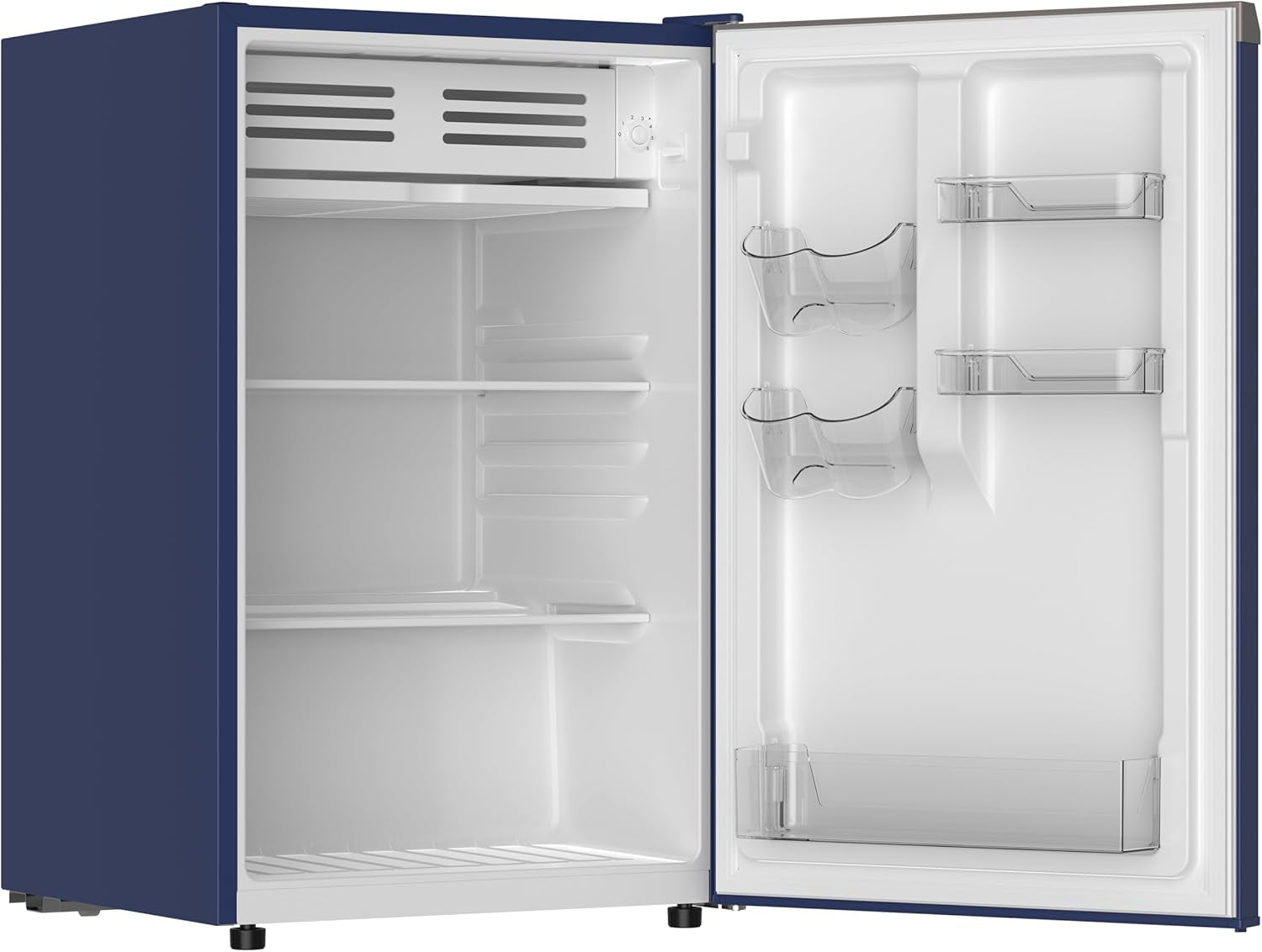 Mini Refrigerator, Compact Freezer Compartment, Adjustable Thermostat Control, Reversible Door, Contemporary Series, 4.5 Cu Ft, Blue