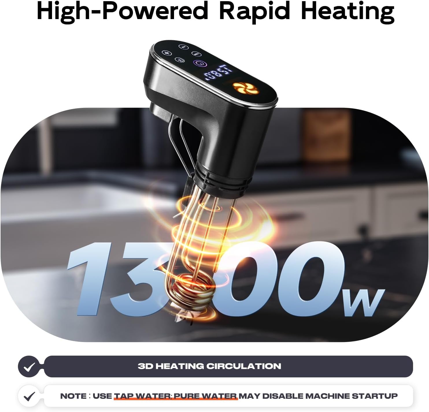 1300W Sous Vide Cooker,Wifi Sous Vide Machines,Immersion Circulator,Precision Cooker,Recipes,Accurate Temperature and Time Control,Ipx7 Waterproof,Ultra Quiet,Fast Heating,App Recipes Timer