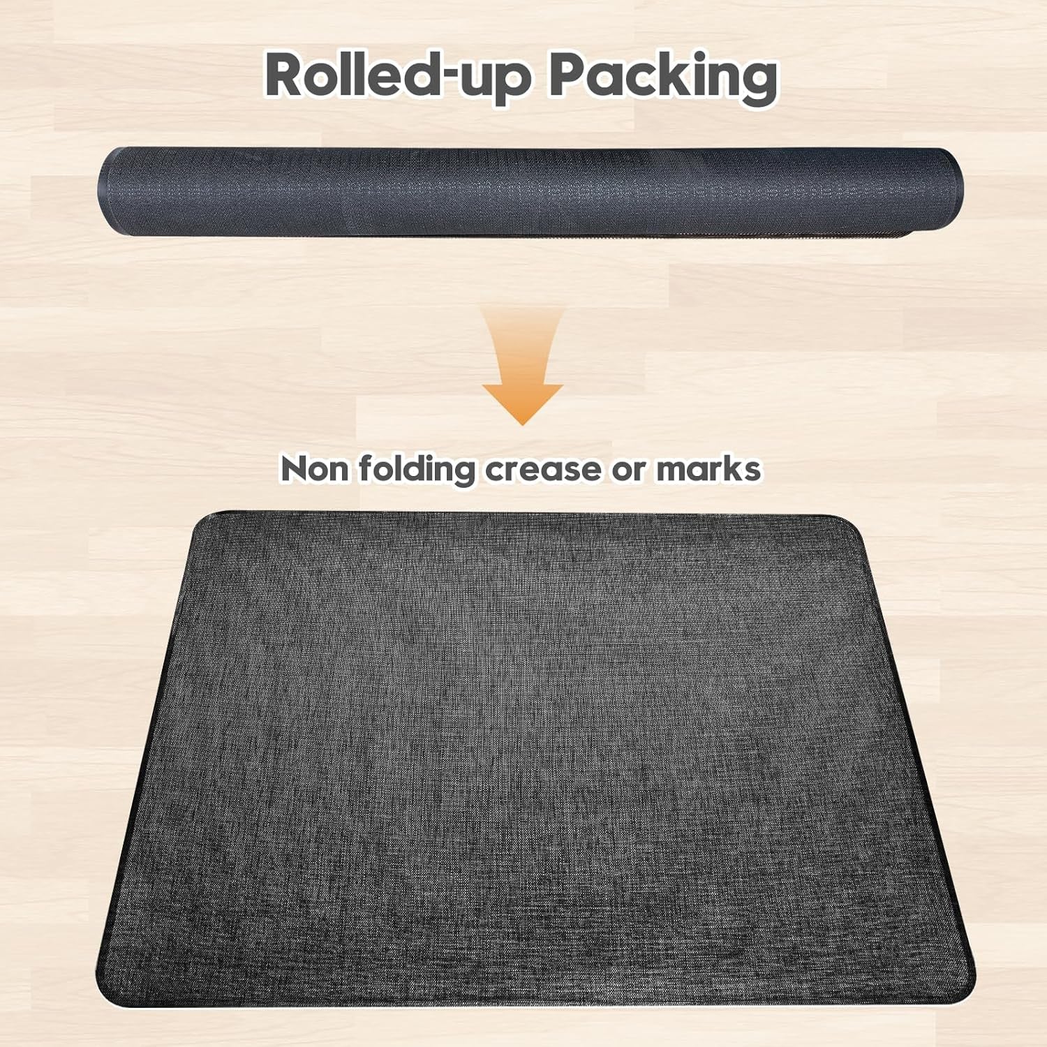 Office Chair Mat for Hardwood & Tile Floor, 36" X 48" Heavy Duty Computer Gaming Chair Mat for Rolling Chairs Non-Curve, Anti-Slip, Floor Protector for Home Office (Black)