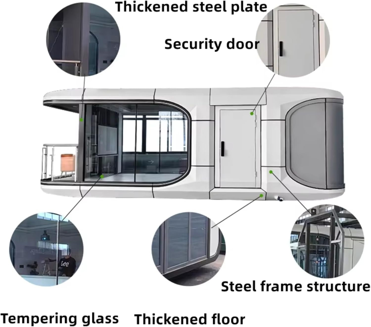 18FT Prefab Tiny Home, Container Movable House with 1 Bathroom, 1 Bedroom, Luxury Prefab Tiny House to Live in for Adults, Modular Guest Home, Office No Assembly Needed