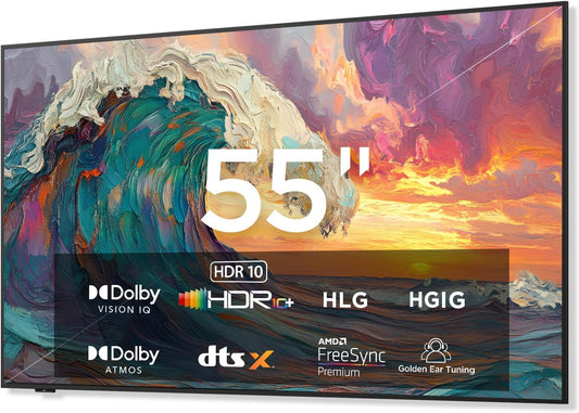 55-Inch Class QLED 4K Smart TV, Ultra-Slim Picture Frame TV, 144Hz, HDR, Art Mode W/Ai Art, Wide Color Gamut, Dolby Vision IQ, Dolby Atmos, Google Assistant Voice Remote(55F75, 2025 Model)