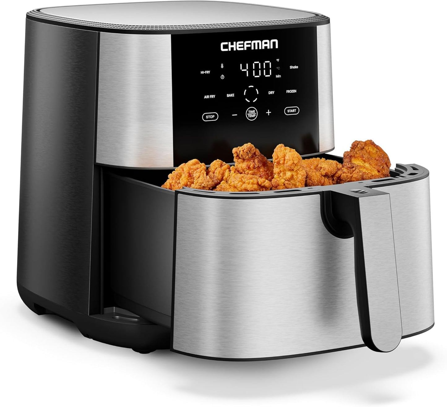 Air Fryer 8 Qt | Turbofry® 4-In-1 with 450°F Hi-Fry Option for Crispier Results | Air Fry, Bake, Dehydrate, Frozen | XL Nonstick Dishwasher-Safe Basket | Stainless Steel