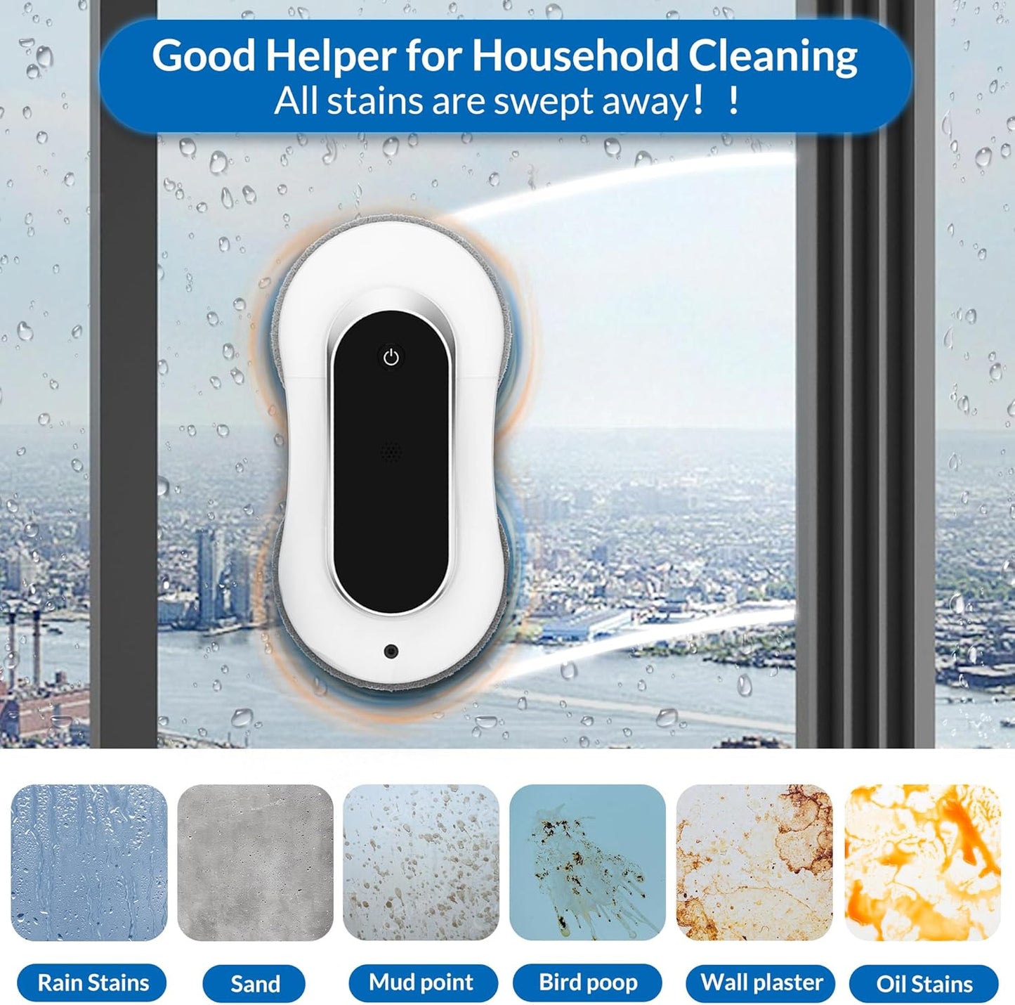 Automatic Window Cleaner Robot with Dual Water Spray,Smart Window Cleaning Washer Machine with 3000Pa Suction&Ai Path Planning,Perfect Windows Cleaning Robot for Highrise Windows, Tiles and Glass