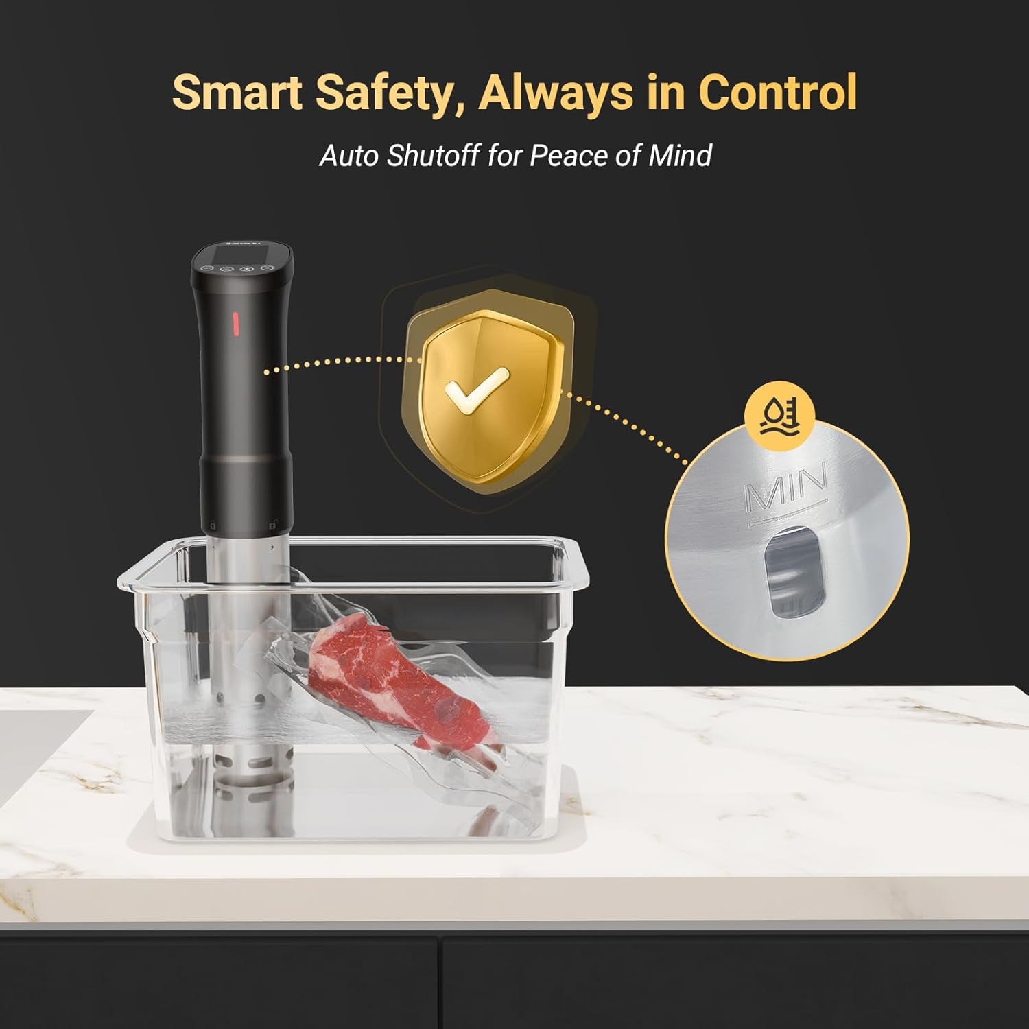 2.4G WIFI Sous Vide Cooker  Sous Vide Machine with APP Control, 1000 Watts Immersion Circulator with APP Recipes Timer Alarm Mobile Notification, 3D Water Fast Heating Ultra-Quiet