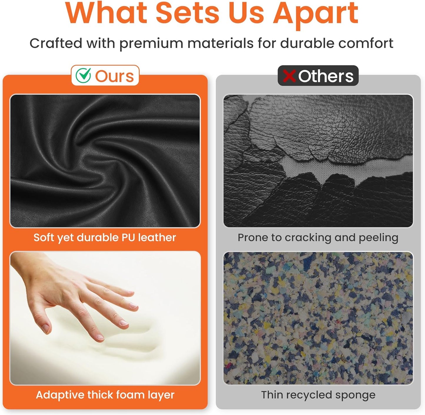 Office Desk Ergonomic Gaming Chair High Back Adjustable Computer Chair with Wheels and Lumbar Support Comfy Leather Executive Swivel (Black)