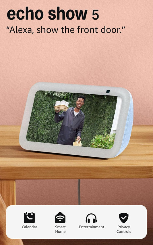 Echo Show 5 (Newest Model), Smart Display with Alexa+ Early Access, 2X the Bass and Clearer Sound, Cloud Blue