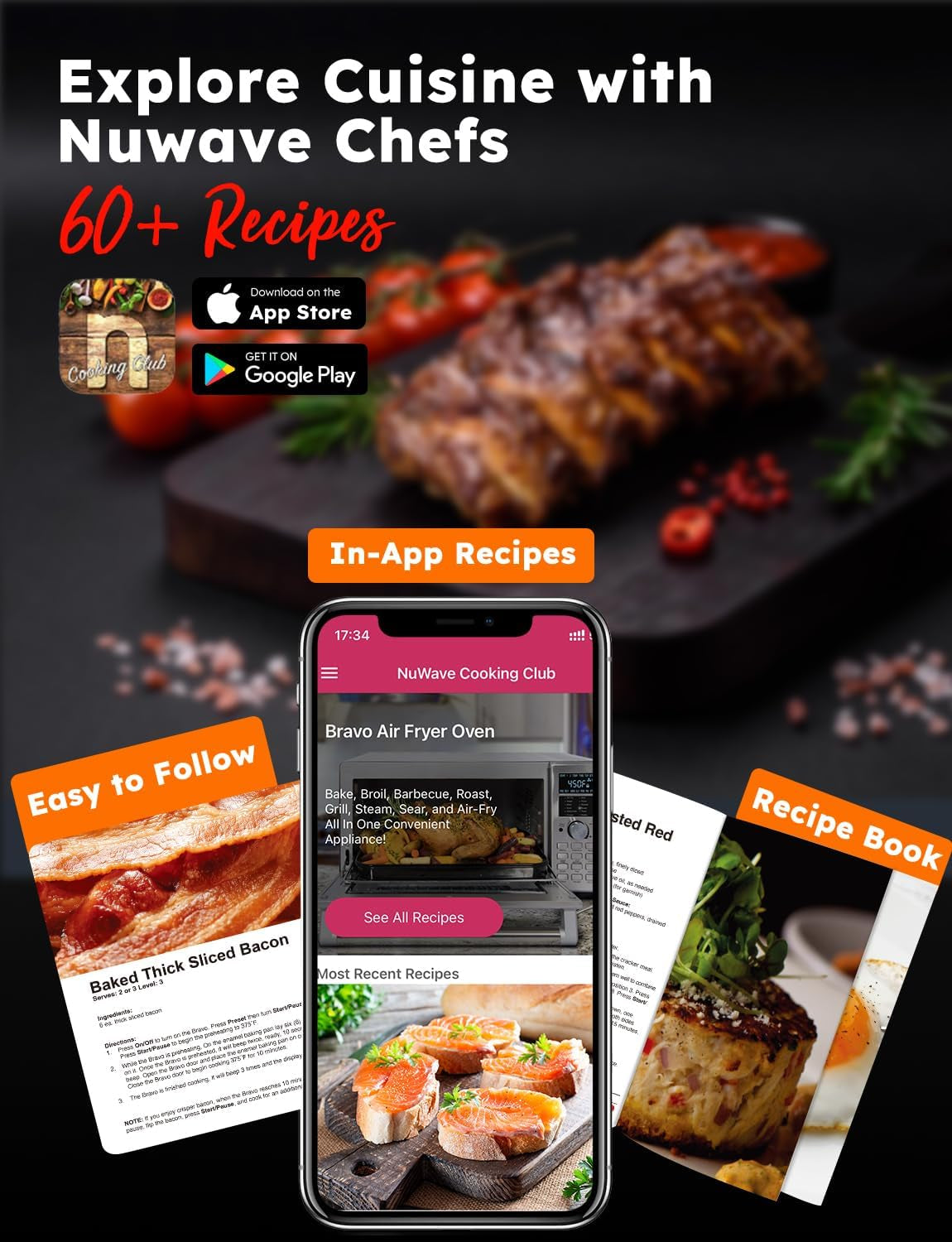 Bravo XL Pro Air Fryer Toaster Oven with Grill Combo, 2025 New Ultra-Fast Convection System, 35% Crispier, 2X More Even, 142 Presets, 50-500F, Smarter Probe, PFAS Free, 30QT, Stainless Steel