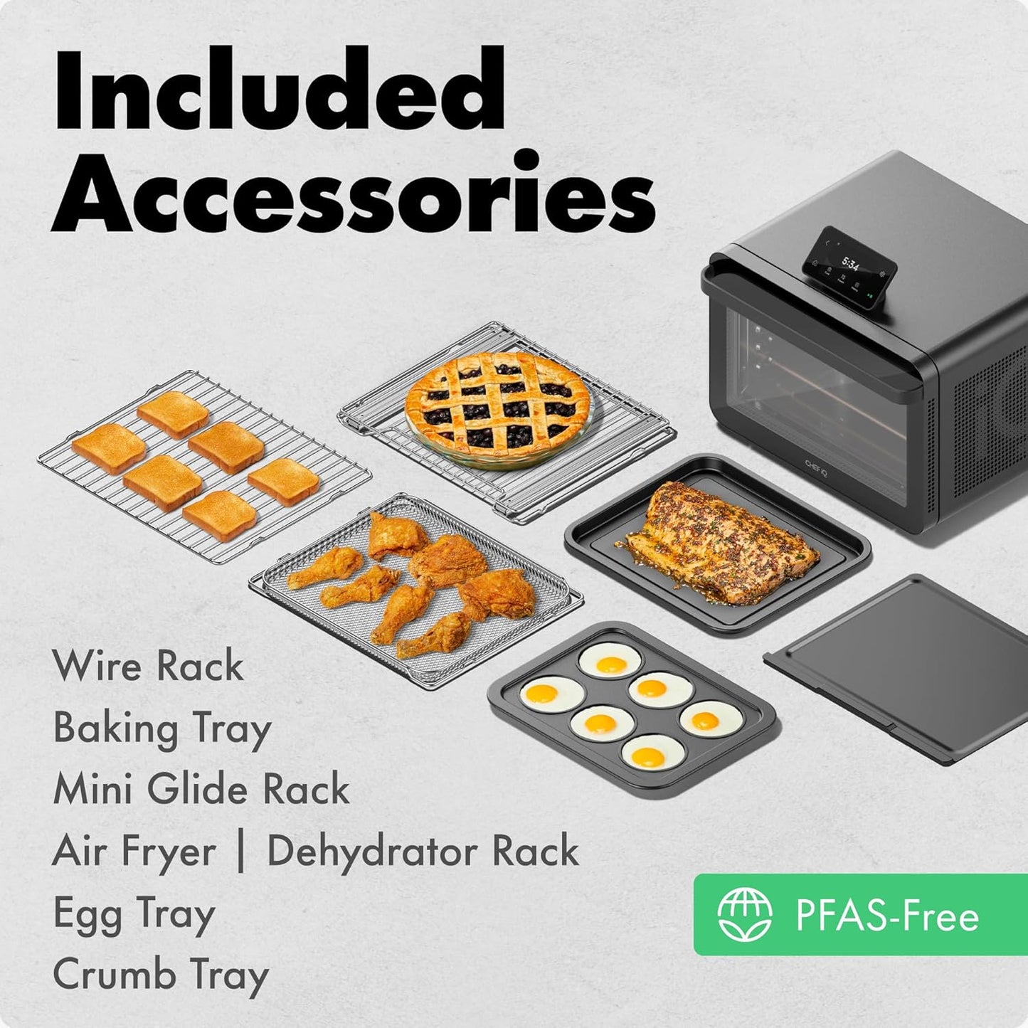 Minioven Smart Toaster Oven Air Fryer Combo, 11-In-1 Countertop Convection Oven, Bake, Broil, Air Fry, Broil, Dehydrate, 1750W, 25 Qt Capacity, Fast Cooking with Touchscreen Controls – Black