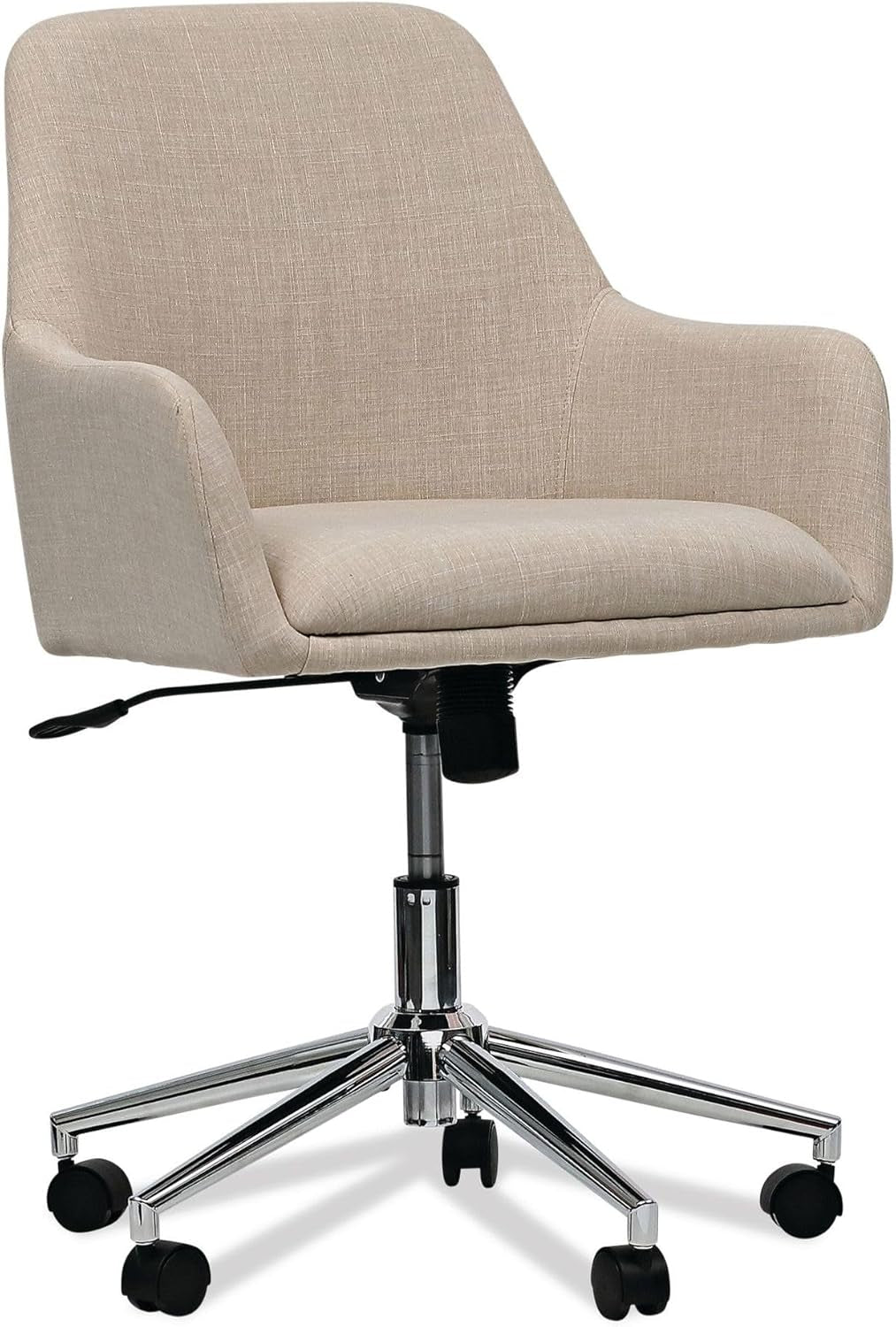 Workspace by  Mid-Century Task Chair, Supports up to 275 Lb, 18.9" to 22.24" Seat Height, Cream Seat, Cream Back