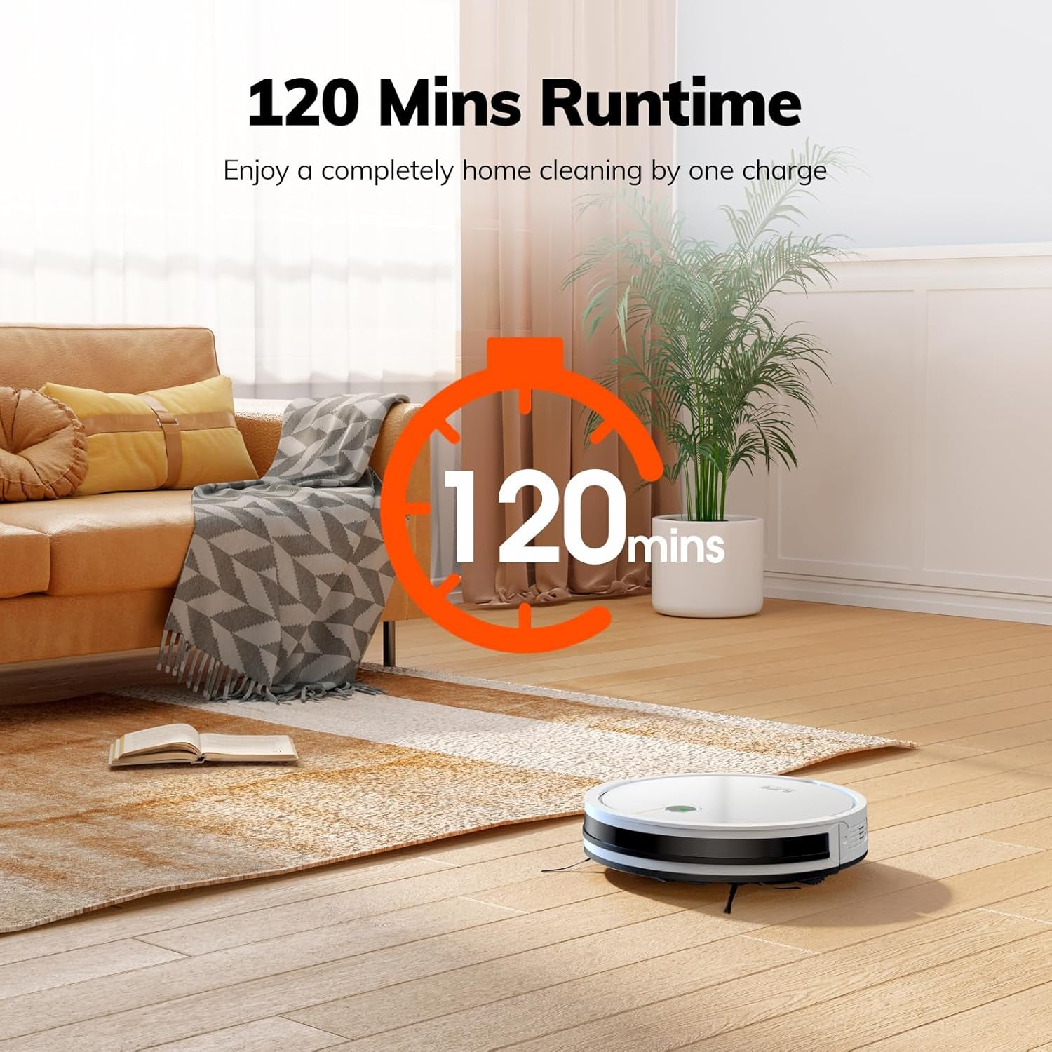 V2 Robot Vacuum Cleaner, Tangle-Free Suction, 120 Mins Runtime, Slim, Self-Charging Robotic Vacuum Cleaner, Ideal for Pet Hair and Hard Floors