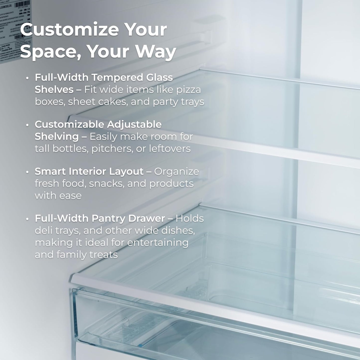 36" French Door Refrigerator with Freezer - Accela Chill, Adjustable Shelving, Humidity Controlled Crispers, ENERGY STAR Certified, 20.3 Cu. Ft. Capacity, Fingerprint Resistant Stainless Steel