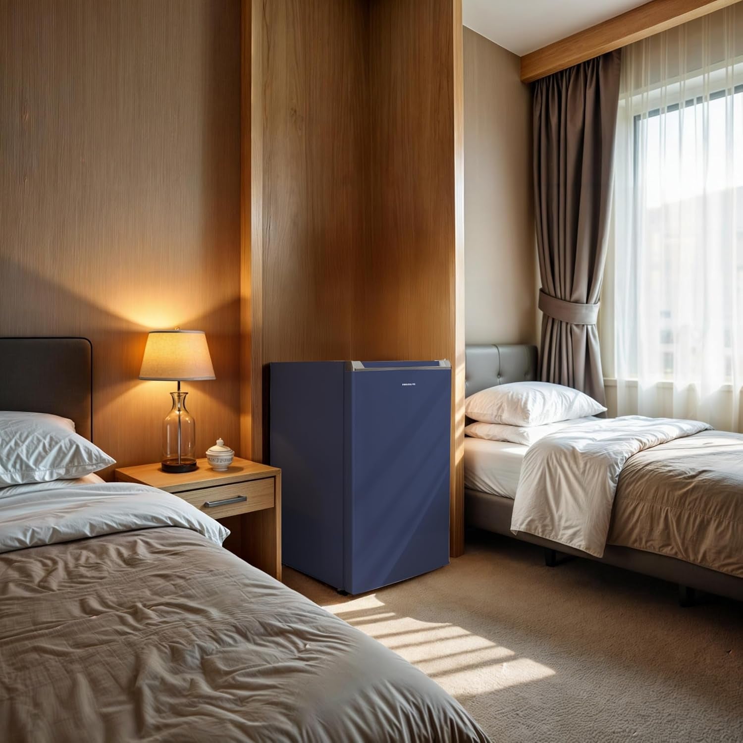 Mini Refrigerator, Compact Freezer Compartment, Adjustable Thermostat Control, Reversible Door, Contemporary Series, 4.5 Cu Ft, Blue