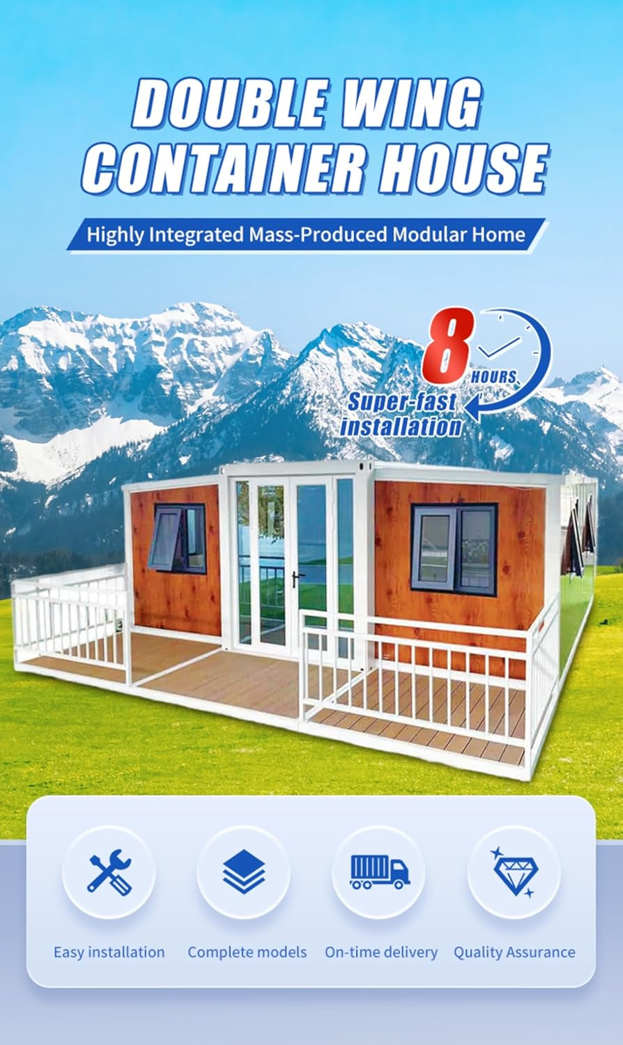 Prefab Tiny Homes for Sale with 2-3 Bedroom Kitchen & Bathroom – Modular Foldable Expandable Container Home, Custom Modern Luxury Villa, Tiny Houses to Live in for Adults, Mobile Living or Rental Use