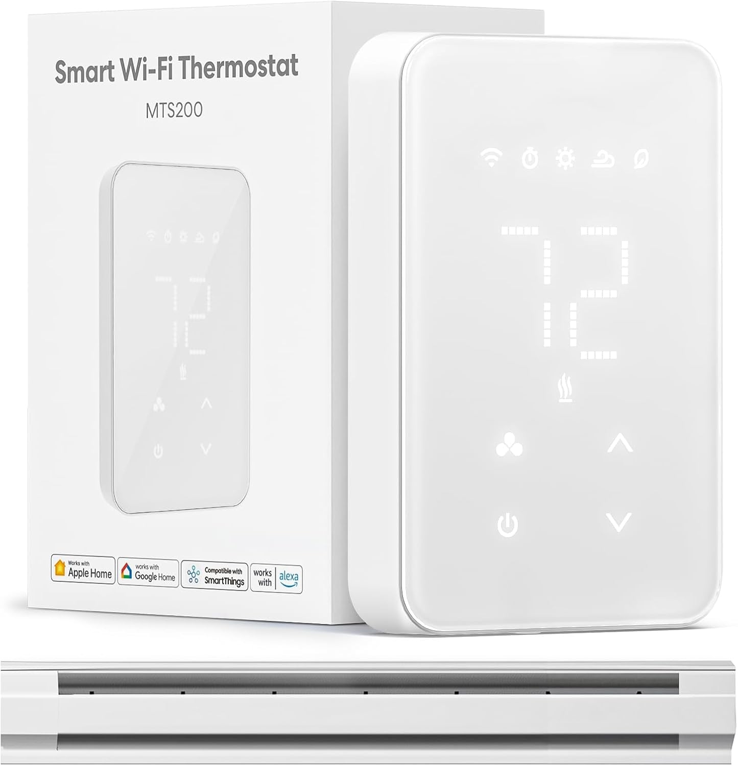 Smart Thermostat for Electric Baseboard and In-Wall Heaters Work with Homekit, Alexa and Google Home, 120V-240V Wi-Fi Programmable Thermostat with Easy Install, Energy Saving, 4 Wires Needed