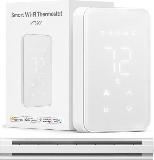 Smart Thermostat for Electric Baseboard and In-Wall Heaters Work with Homekit, Alexa and Google Home, 120V-240V Wi-Fi Programmable Thermostat with Easy Install, Energy Saving, 4 Wires Needed
