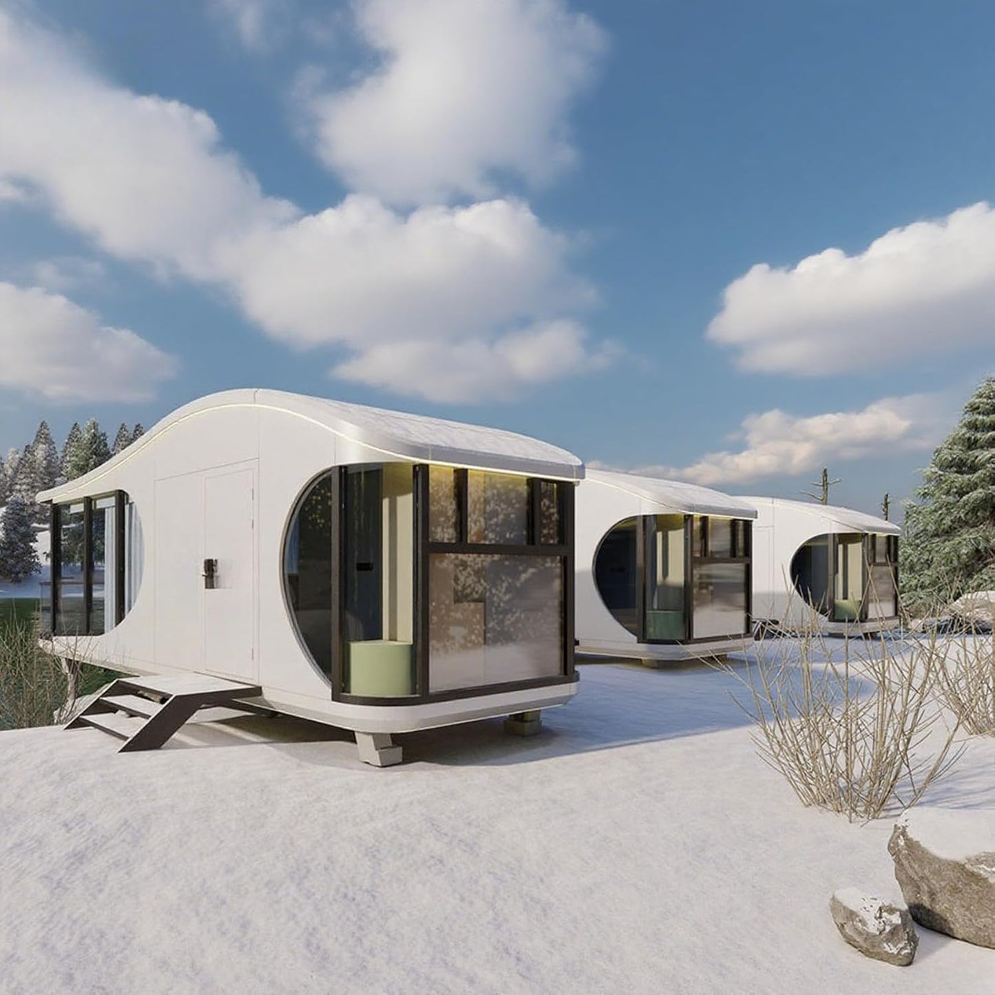 18FT Prefab Tiny Home, Container Movable House with 1 Bathroom, 1 Bedroom, Luxury Prefab Tiny House to Live in for Adults, Modular Guest Home, Office No Assembly Needed