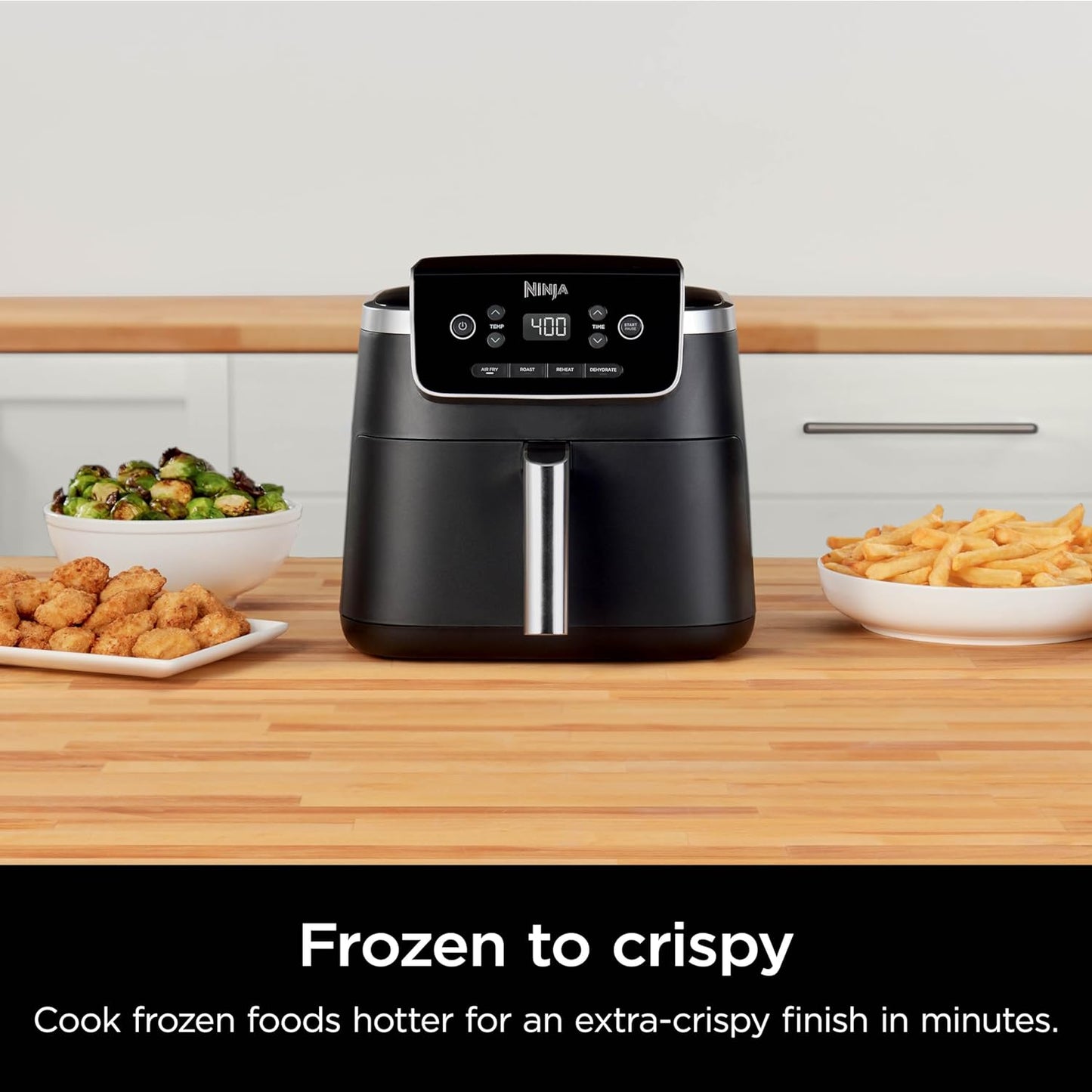 | Air Fryer | 4-In-1 Pro Air Fry, Roast, Reheat, Dehydrate | 5QT Capacity Fits up to 4Lbs of French Fries | 400F Max Temp | Nonstick Basket & Crisper Plate | 120V | Grey | AF141