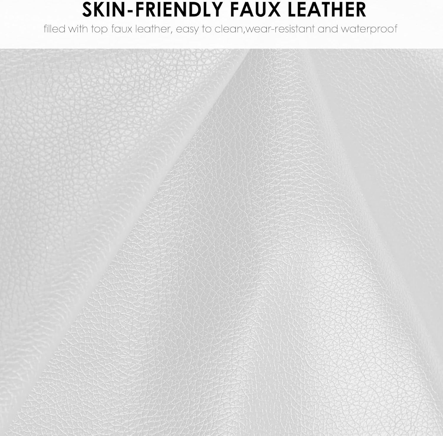 Modern Faux Leather Upholstered Platform Bed Frame with Iron Metal Decor, Adjustable Curved Headboard, Wooden Slats Support, No Box Spring Needed, Queen Size, White