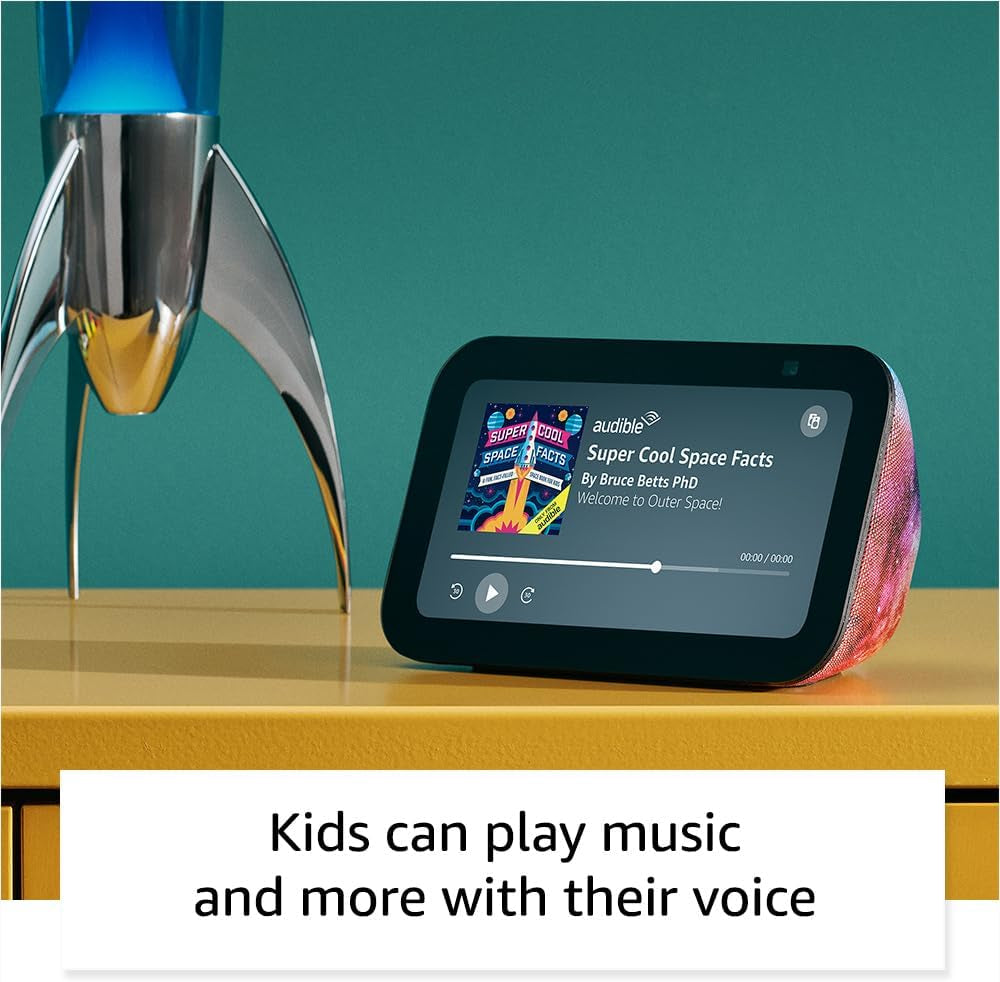 Echo Show 5 Kids (Newest Model), Designed for Kids, with Alexa+ Early Access, Parental Controls, Includes 1 Year of  Kids+, Galaxy