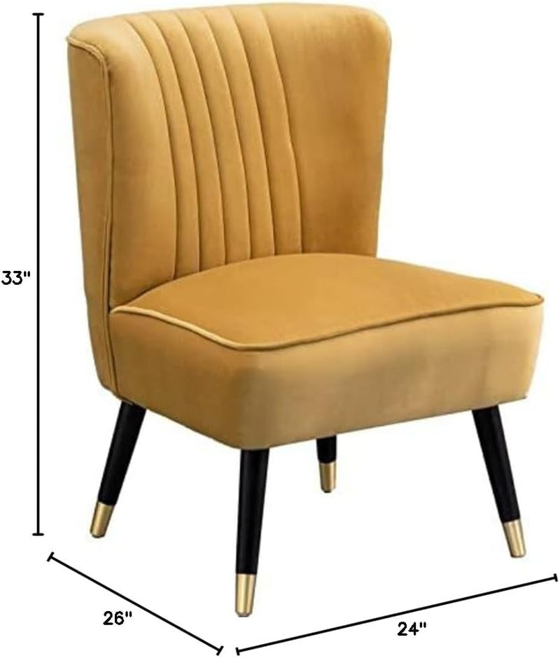 Elon Contemporary Velvet Upholstered Accent Chair, Gold