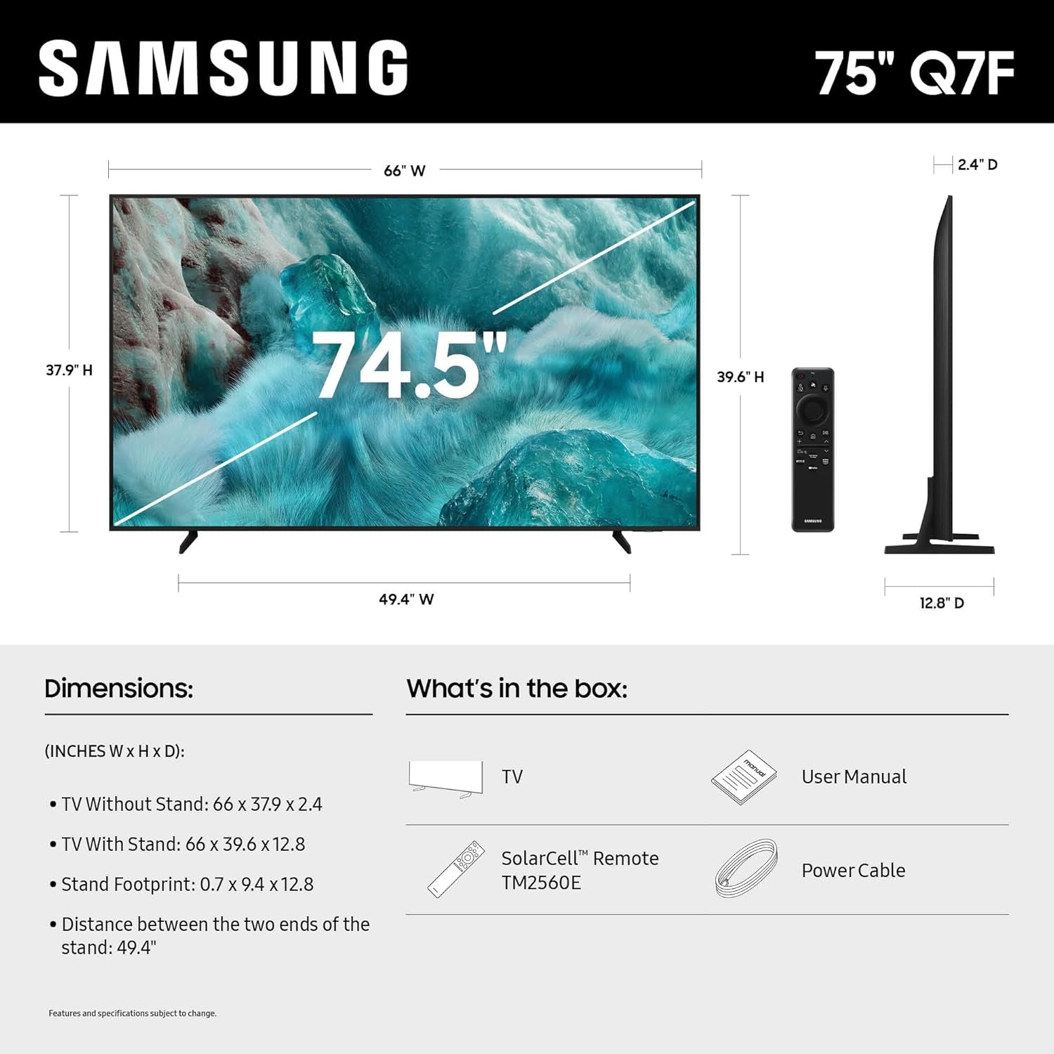 75-Inch Class QLED Q7F Series  Vision AI Smart TV (2025 Model, 75Q7F) Quantum HDR, Object Tracking Sound Lite, Q4 AI Gen1 Processor, 4K Upscaling, Gaming Hub, Alexa Built-In