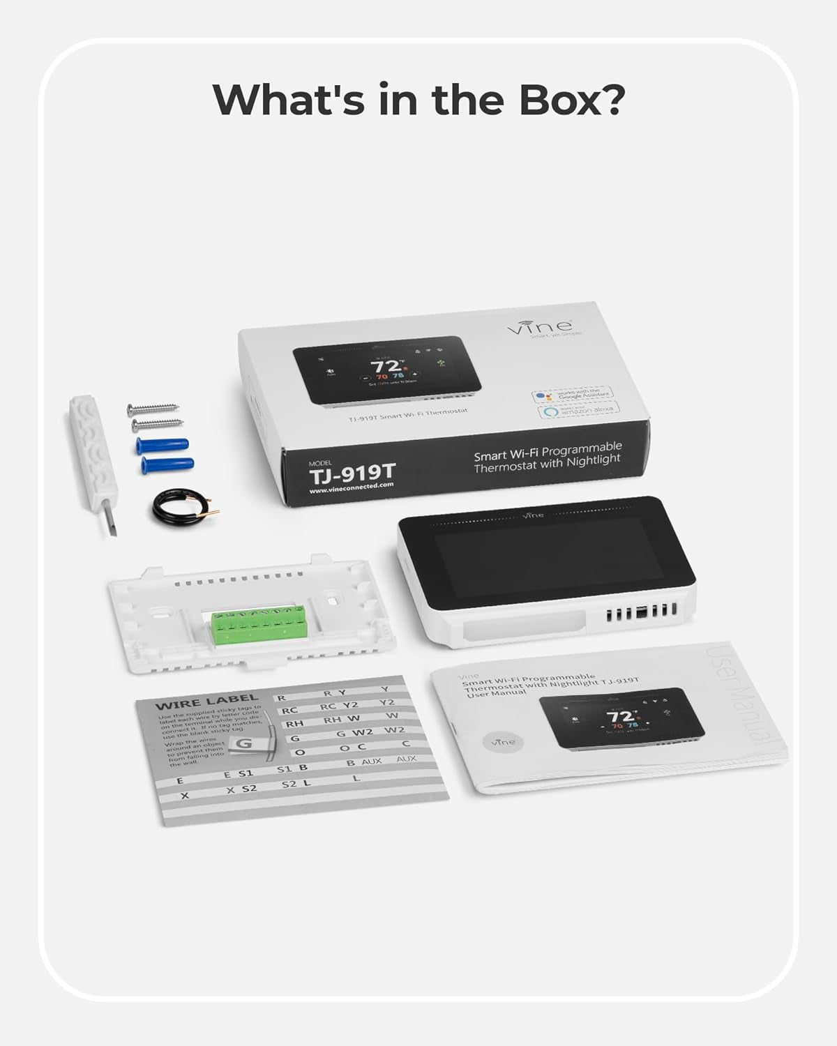 Smart Thermostat for House with Nightlight, 4.3 Inches Wifi Thermostats for Home Compatible with Alexa and Google Assistant, 7Day X 8Period Programmable, C-Wire Required