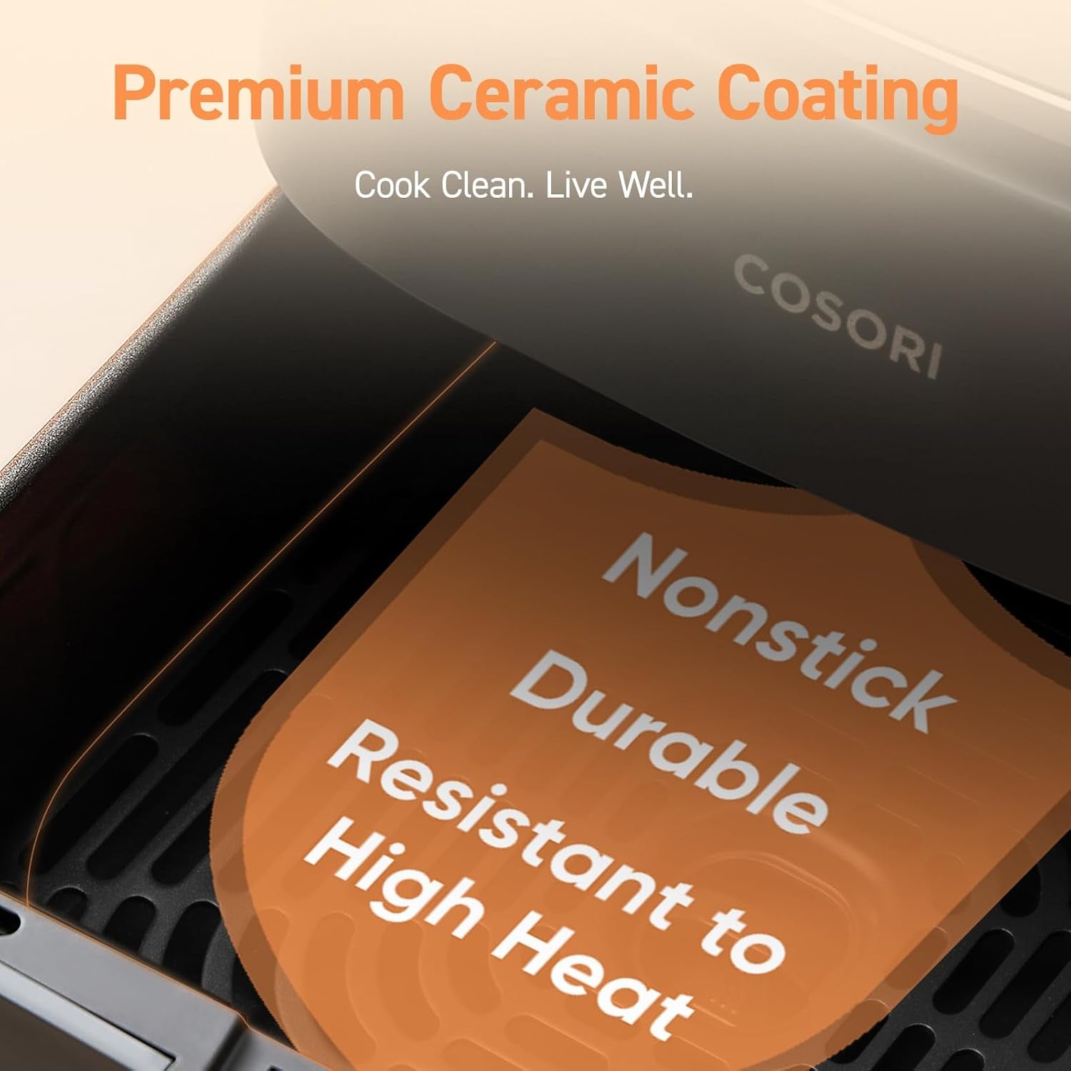 Air Fryer Pro 9-In-1, Compact 5QT, Ceramic Coating, 450℉: Half Time & Chef-Grade Cook, One-Wipe Clean Glass Panel, 130+ In-App Recipes, Nonstick & Dishwasher-Safe Basket, Gray