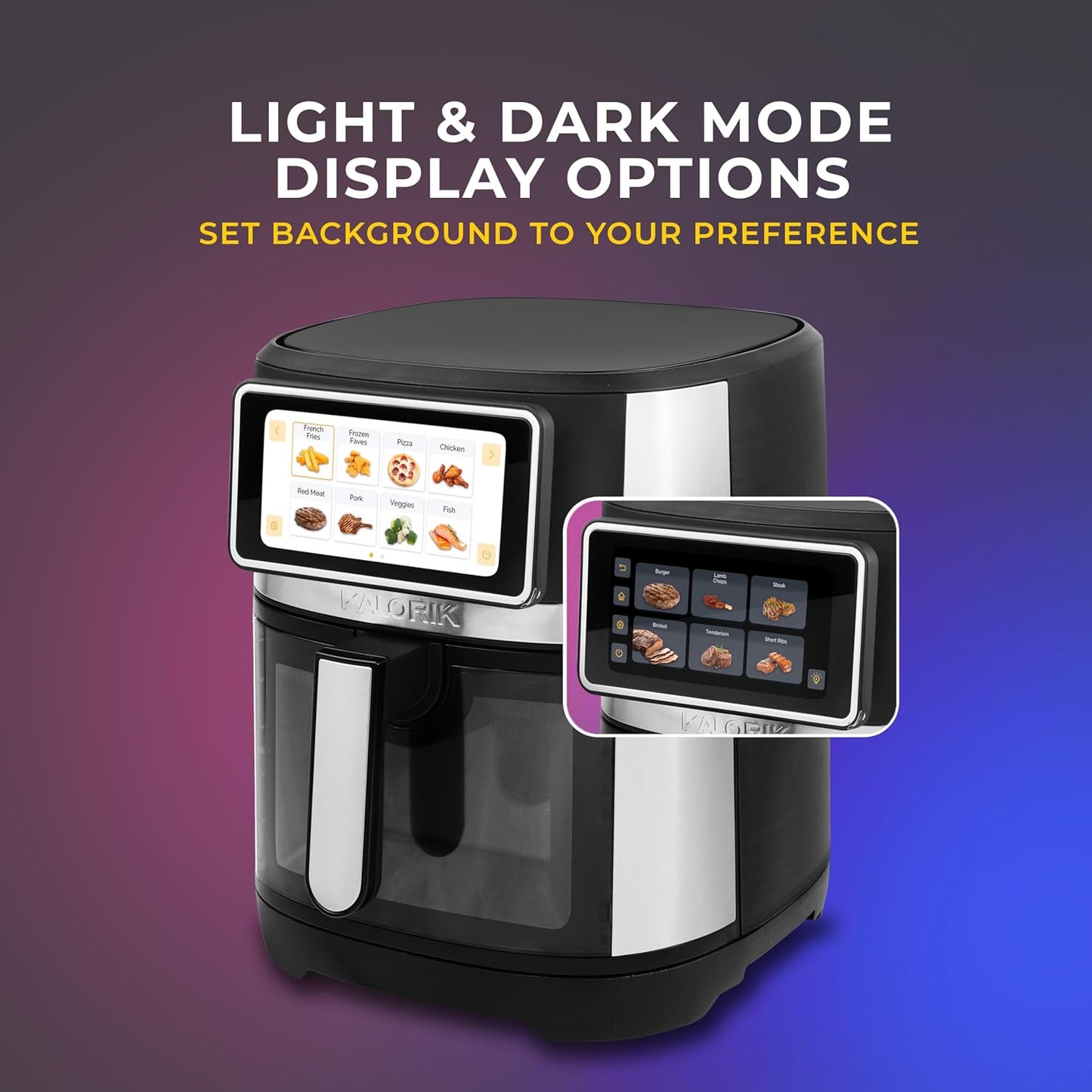 Air Fryer VIVID TOUCH Series 5 Quart Capacity with High-Resolution Touchscreen 202 Cooking Presets in 12 Food Categories with View Window, 1500-Watts, Stainless Steel