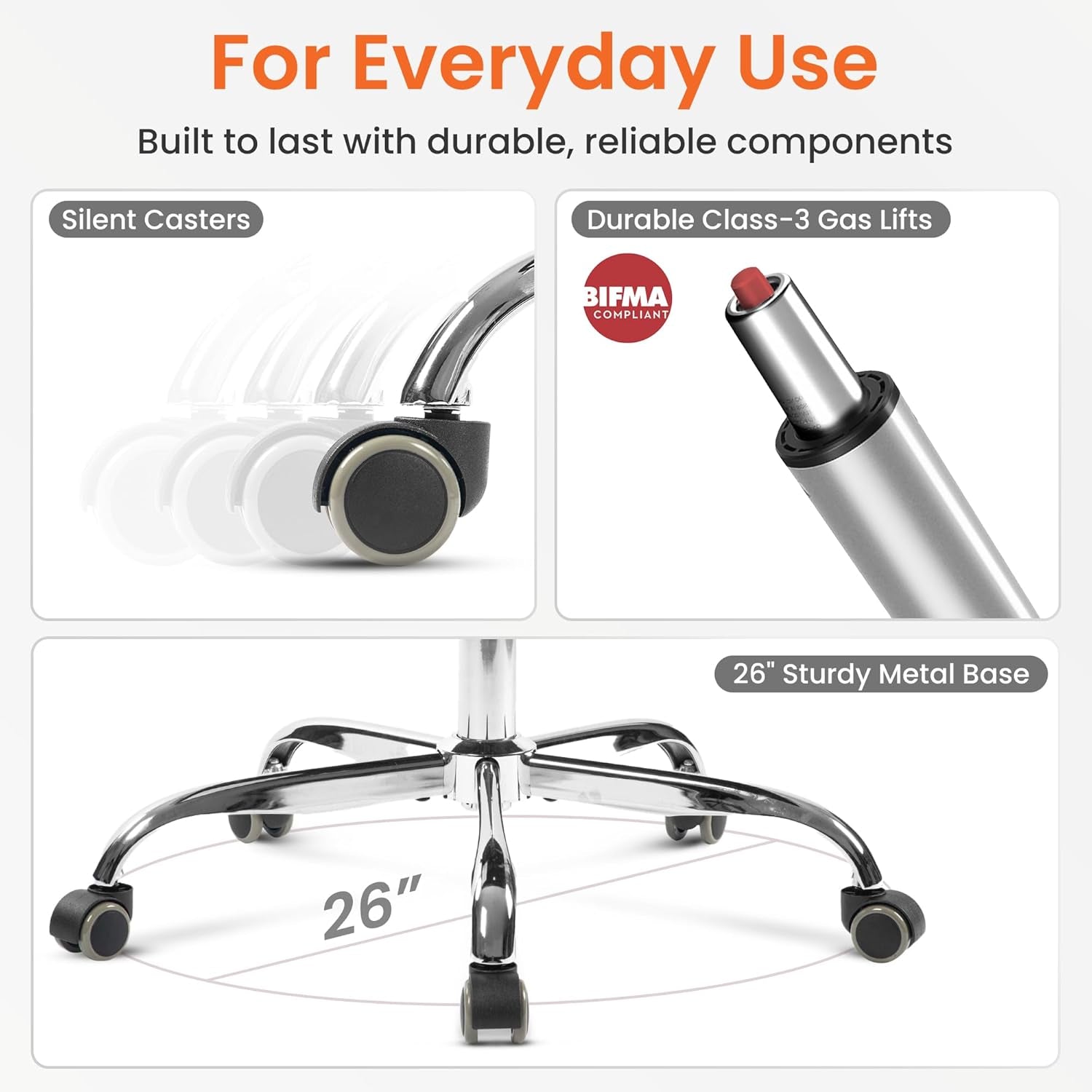 Office Desk Ergonomic Gaming Chair High Back Adjustable Computer Chair with Wheels and Lumbar Support Comfy Leather Executive Swivel (White)