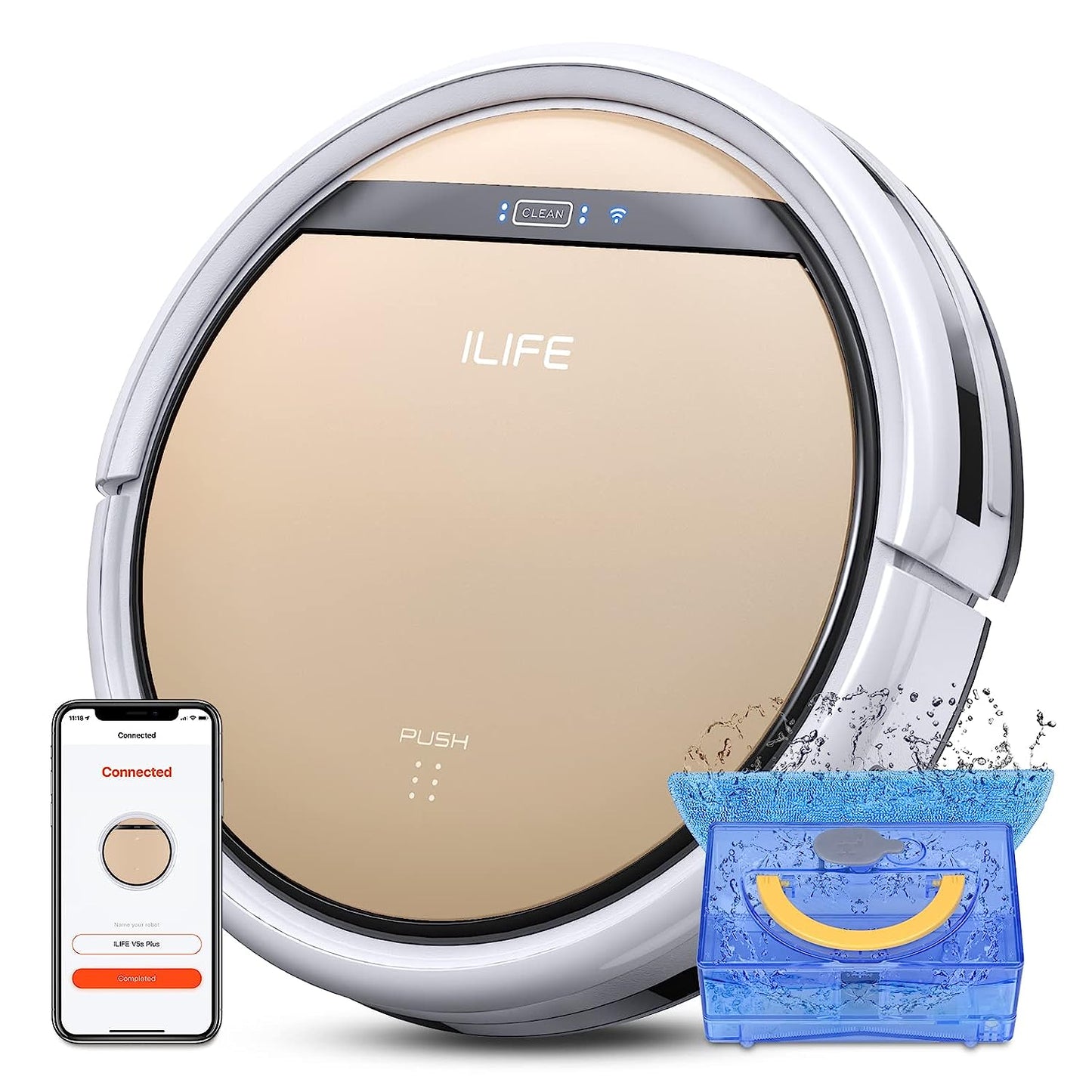 V5S plus Robot Vacuum and Mop Combo with Wi-Fi/App/Alexa, Automatic Self-Charging Robotic Vacuum Cleaner, Slim and Quiet, Cleans Hard Floors Carpets and Pet Hair (V5S Pro Upgrade Version)