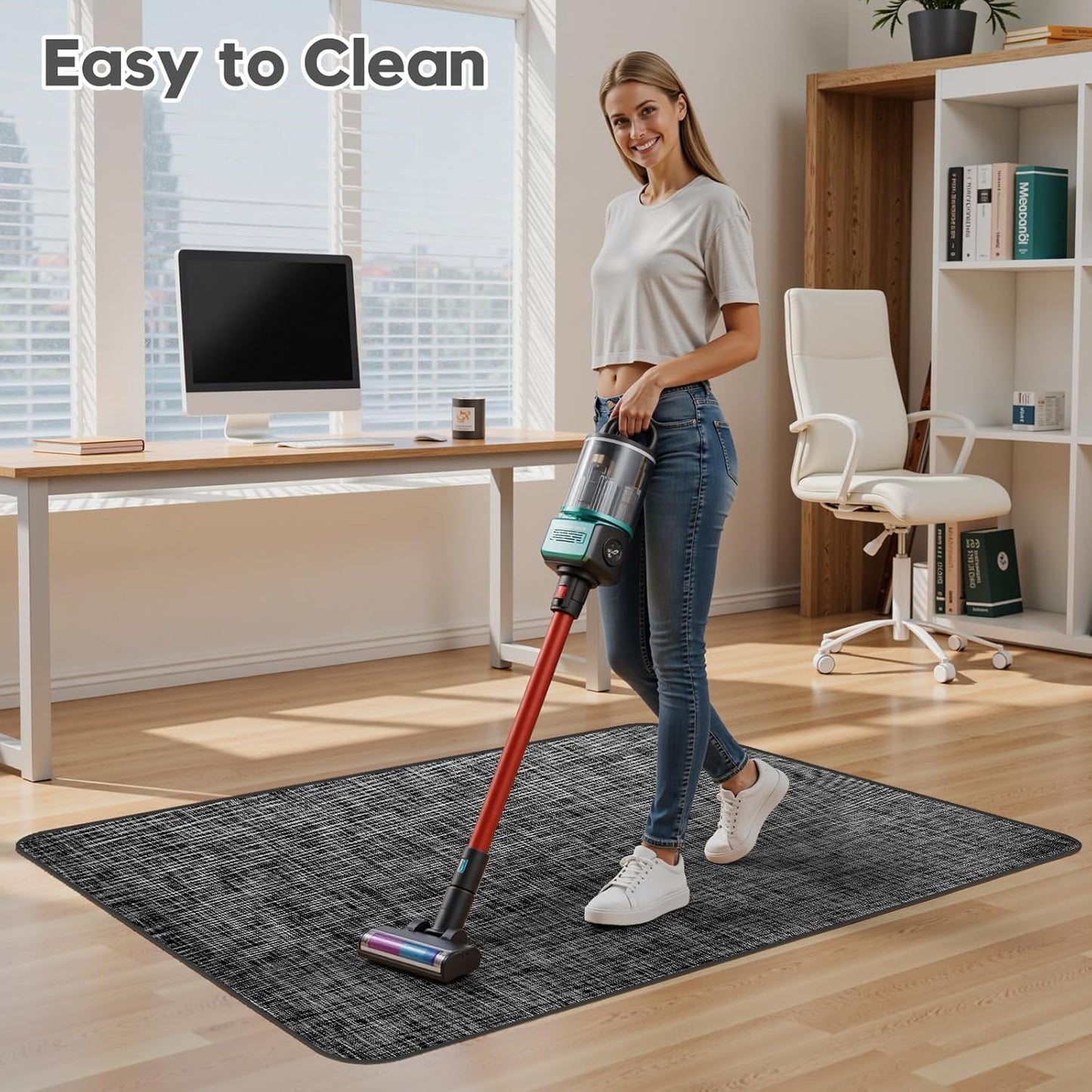 Office Chair Mat for Hardwood & Tile Floor, 36" X 48" Heavy Duty Computer Gaming Chair Mat for Rolling Chairs Non-Curve, Anti-Slip, Floor Protector for Home Office (Black)