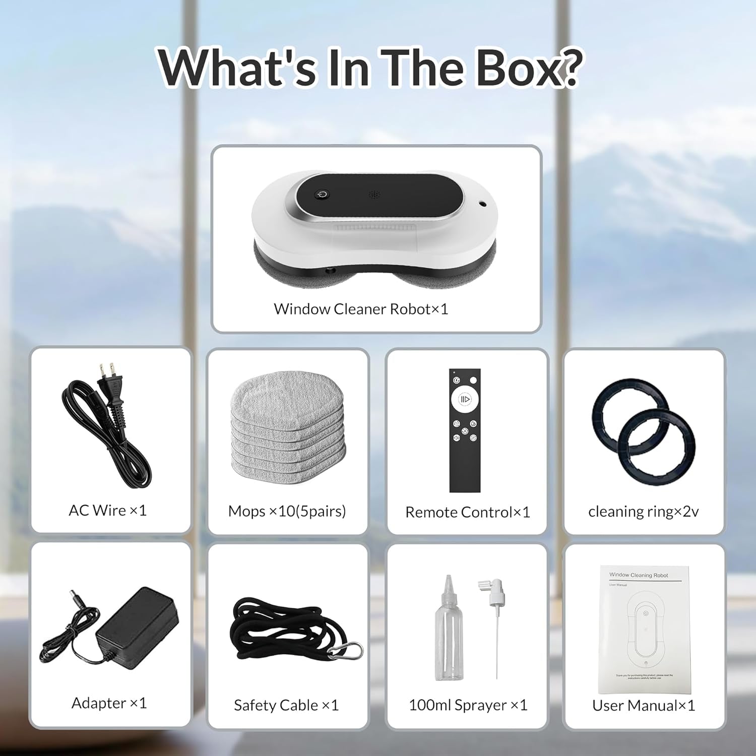 Automatic Window Cleaner Robot with Dual Water Spray,Smart Window Cleaning Washer Machine with 3000Pa Suction&Ai Path Planning,Perfect Windows Cleaning Robot for Highrise Windows, Tiles and Glass