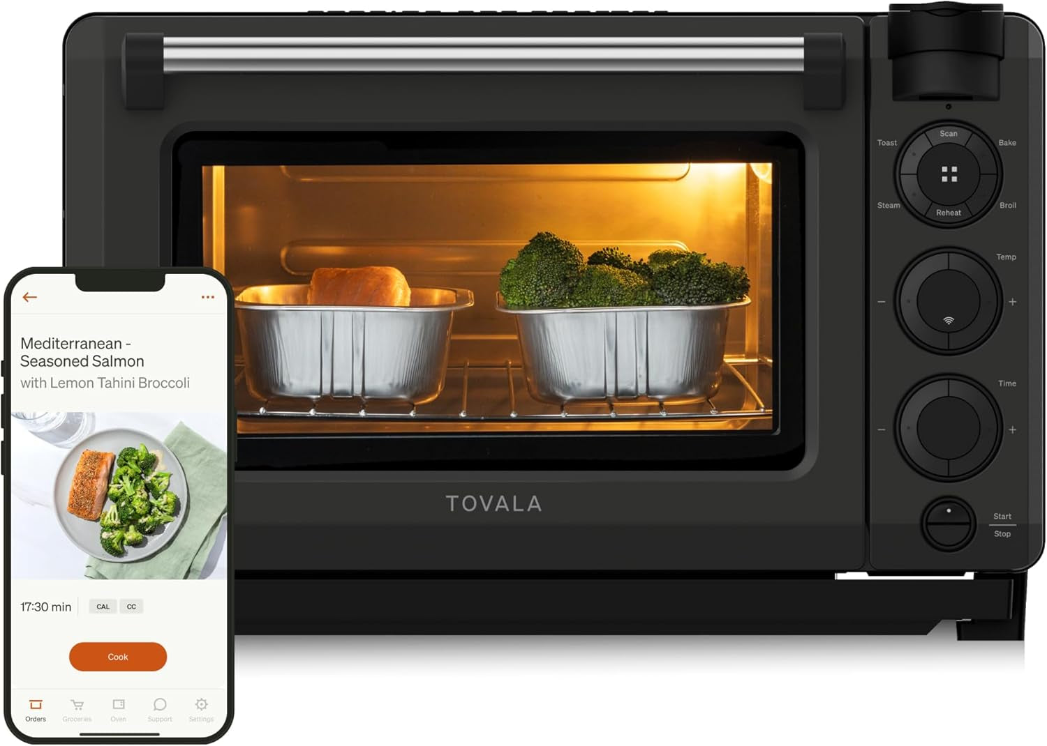 Smart Oven Pro, 6-In-1 Countertop Convection Oven - Steam, Toast, Air Fry, Bake, Broil, and Reheat - Smartphone Control Steam & Air Fryer Oven Combo