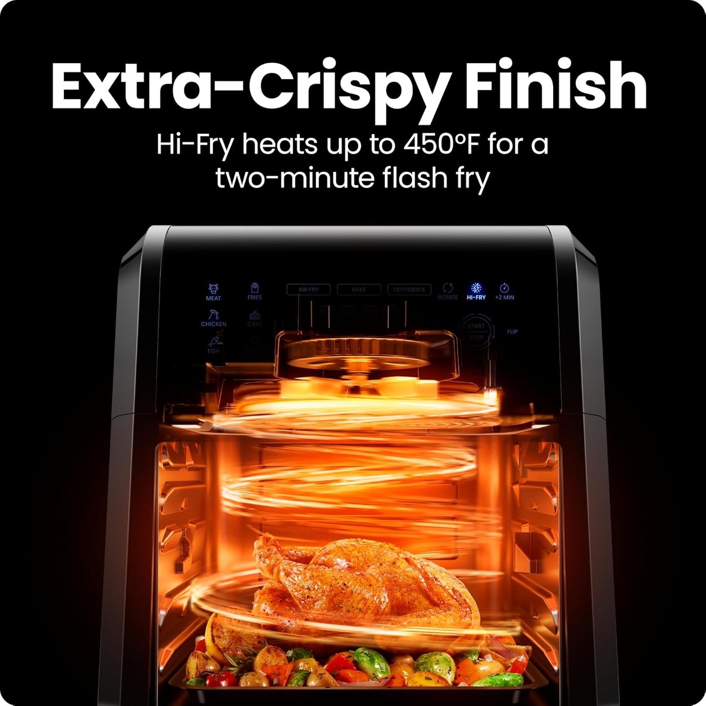 12-Quart 6-In-1 Air Fryer Oven with Digital Timer, Touchscreen, and 12 Presets - Family Size Countertop Convection Oven, Dishwasher-Safe Parts