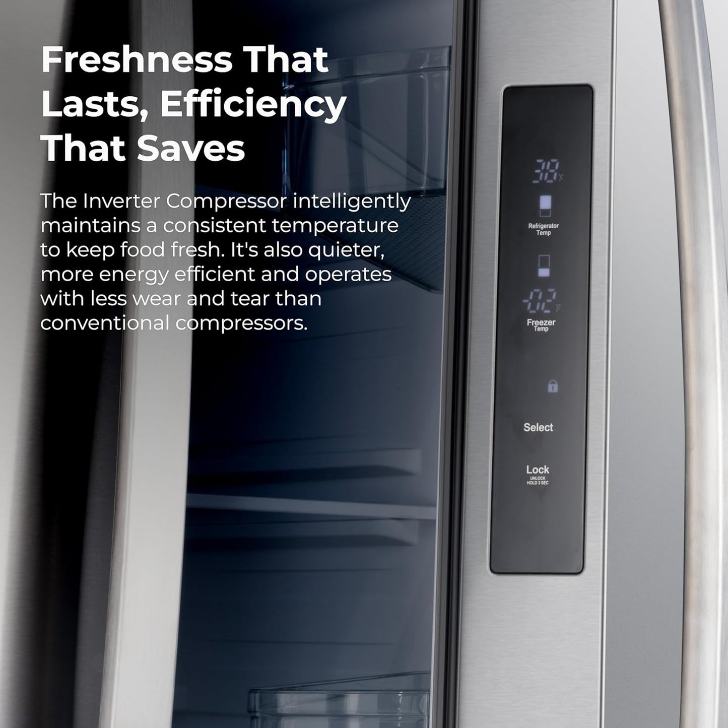 36" French Door Refrigerator with Freezer - Accela Chill, Adjustable Shelving, Humidity Controlled Crispers, ENERGY STAR Certified, 20.3 Cu. Ft. Capacity, Fingerprint Resistant Stainless Steel