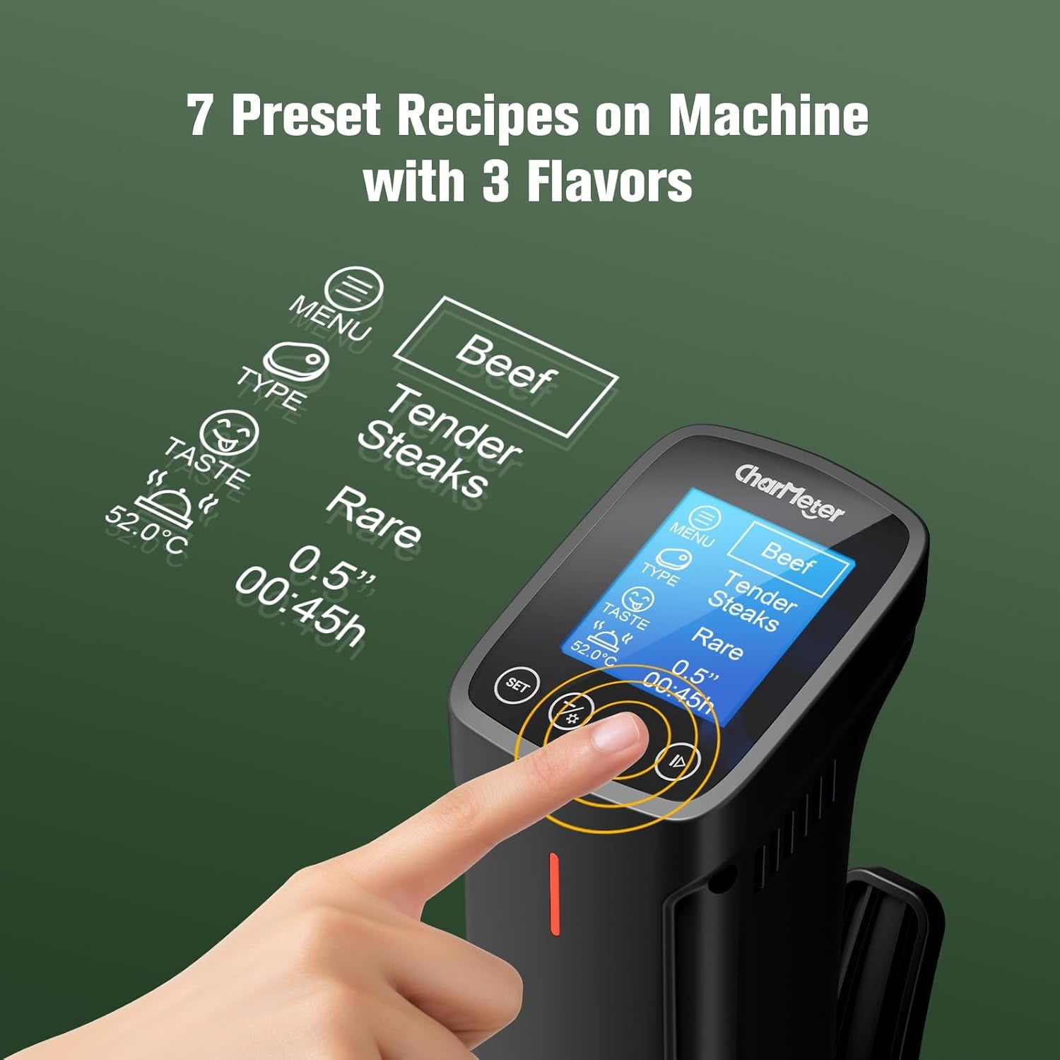 Sous Vide Machine CSV-100-W, 2.4G Wifi Sous Vide Cooker 1000 Wattts Sous-Vide Cooker Immersion Circulator with 14 Preset Recipes, Calibration Function,Fast-Heating with Timer,