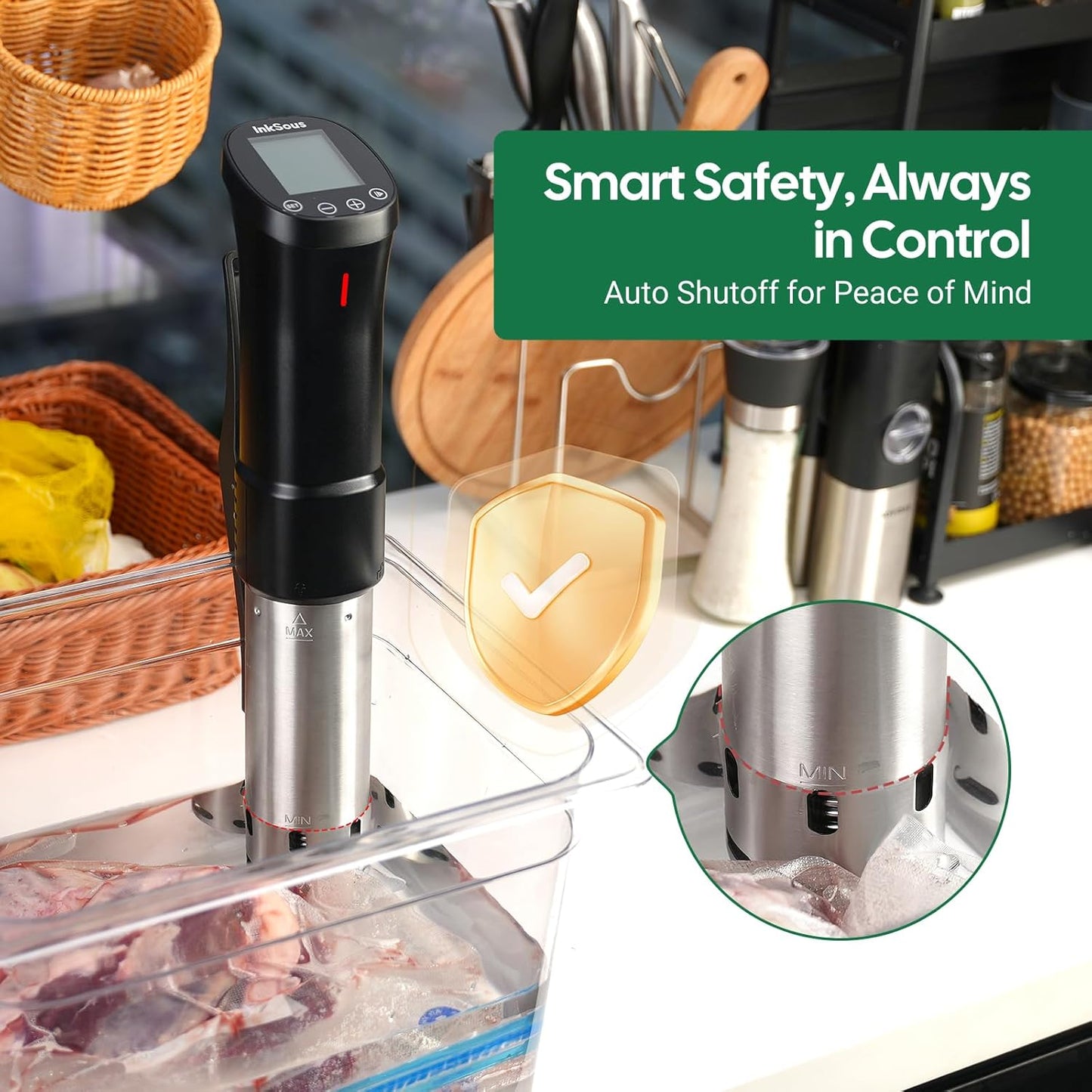 WIFI 2.4G Sous Vide Cooker 1000W Immersion Circulator with APP 14 Recipes,Alarm,Calibration & Timer, 3D Water Fast Heating Ultra-Quiet Sous Vide Machine