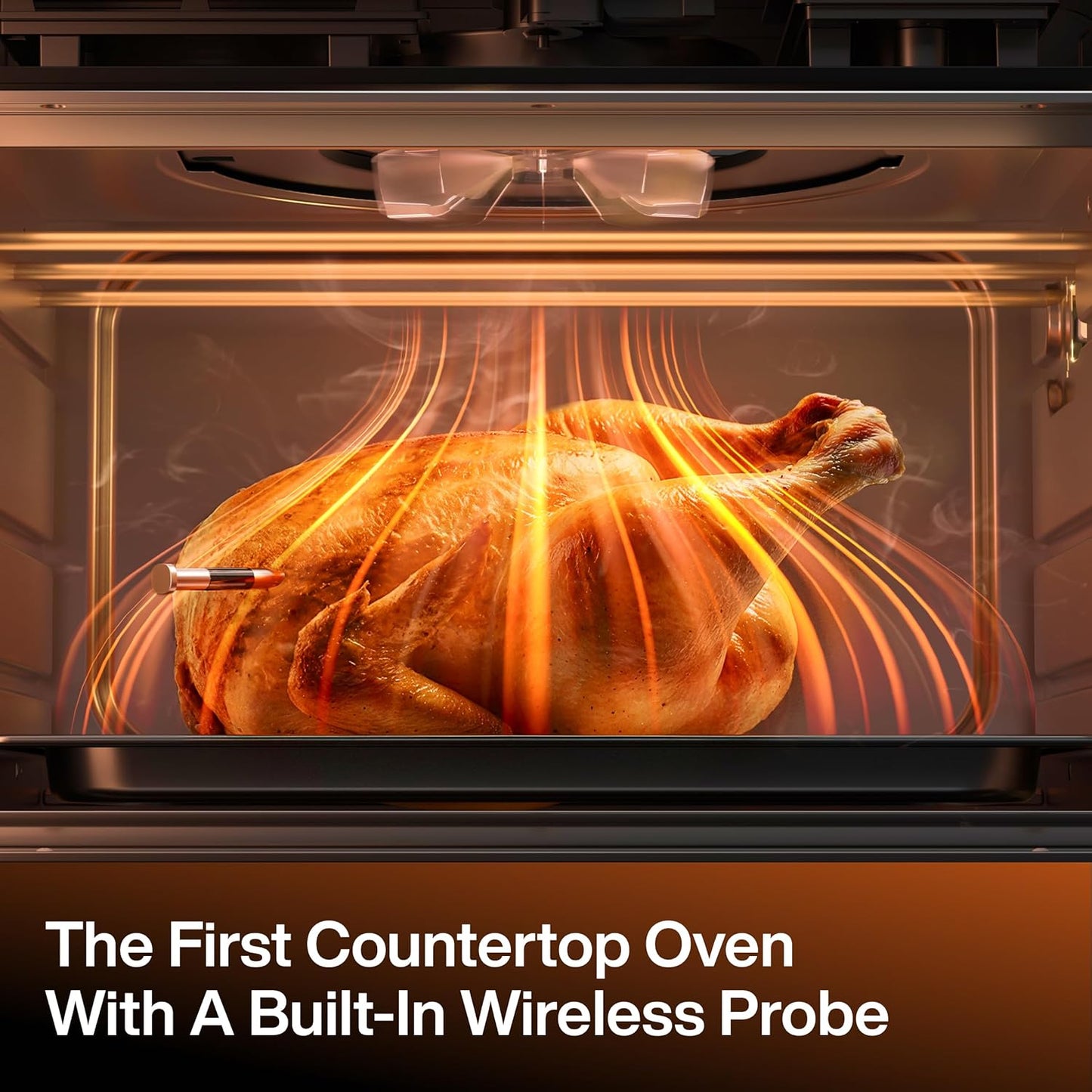 Sync Oven with Smart Wireless Meat Thermometer Probe, 12‑In‑1 Countertop Air Fryer Toaster Oven Combo, 360° Turbo Convection, Dehydrator, Recipes & 5 Accessories, Large 27QT, Stainless Steel