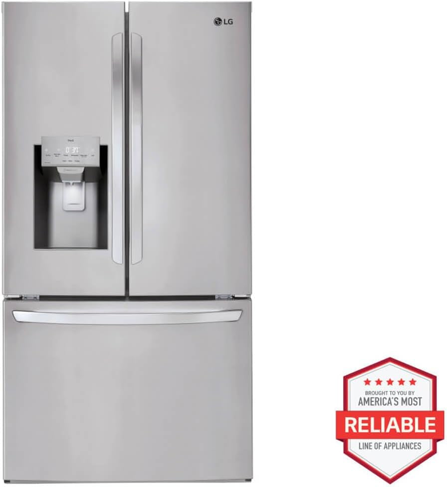 36 Inch Smart French Door Refrigerator with 28 Cu.Ft. Capacity, Wifi Enabled, Thinq Technology, Slim Spaceplus® Ice System, and ENERGY STAR® Qualified: Printproof™ Stainless Steel