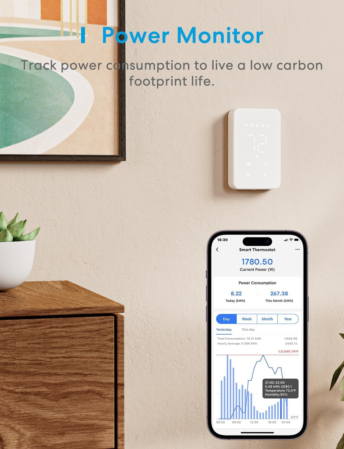 Smart Thermostat for Electric Baseboard and In-Wall Heaters Work with Homekit, Alexa and Google Home, 120V-240V Wi-Fi Programmable Thermostat with Easy Install, Energy Saving, 4 Wires Needed