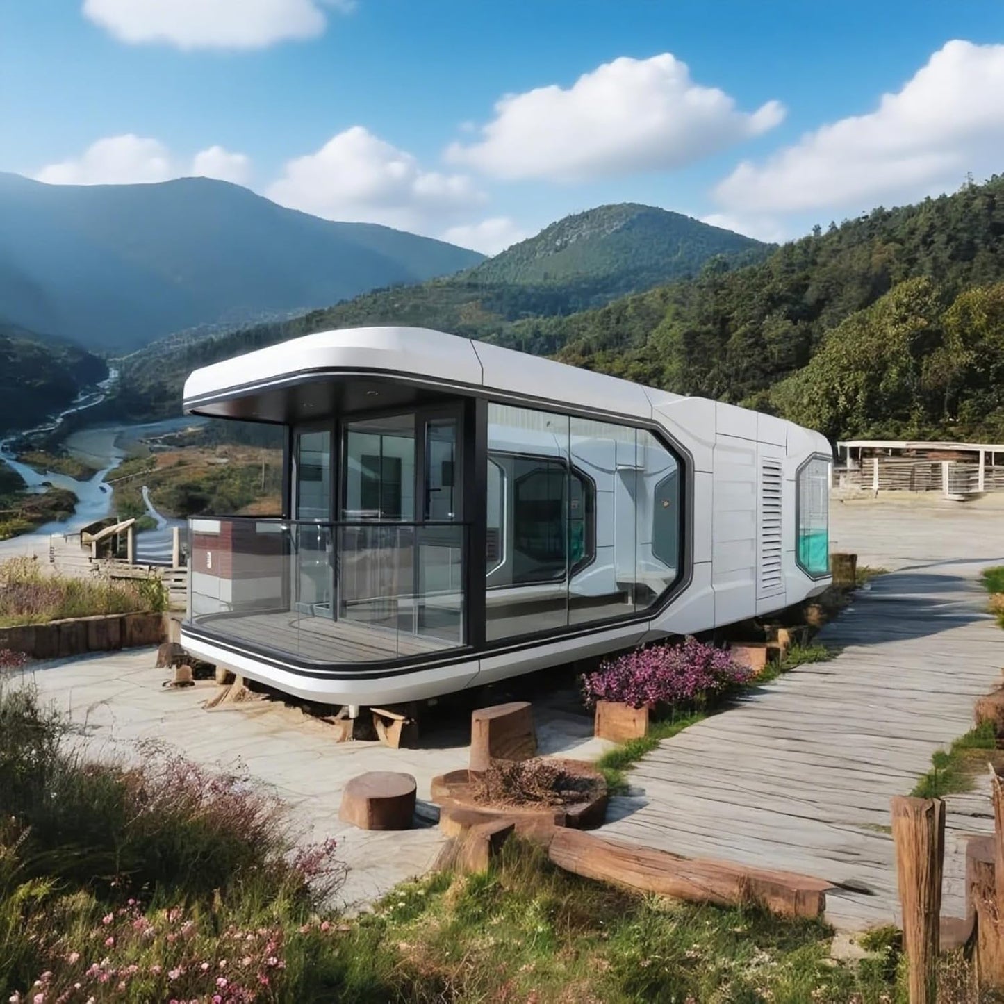 18FT Prefab Tiny Home, Container Movable House with 1 Bathroom, 1 Bedroom, Luxury Prefab Tiny House to Live in for Adults, Modular Guest Home, Office No Assembly Needed