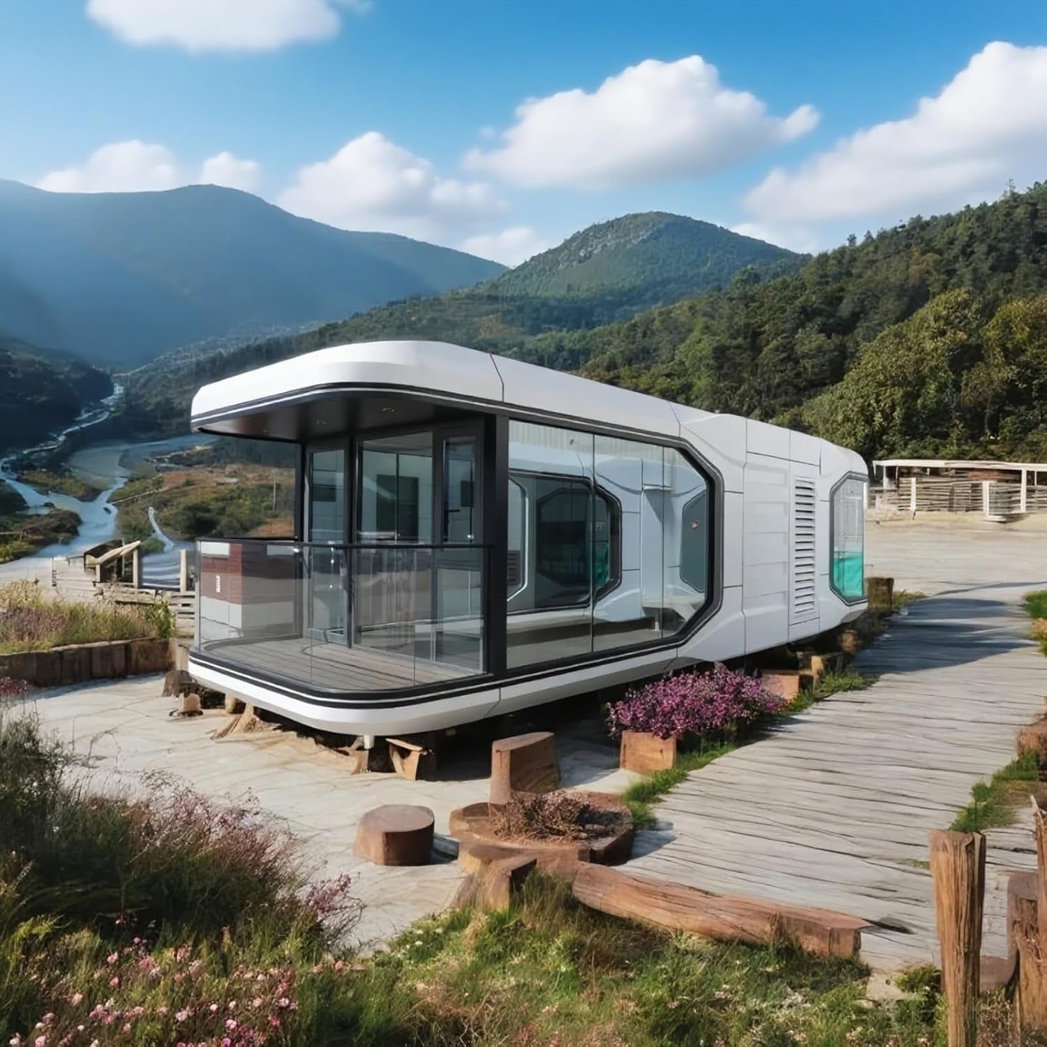 18FT Prefab Tiny Home, Container Movable House with 1 Bathroom, 1 Bedroom, Luxury Prefab Tiny House to Live in for Adults, Modular Guest Home, Office No Assembly Needed