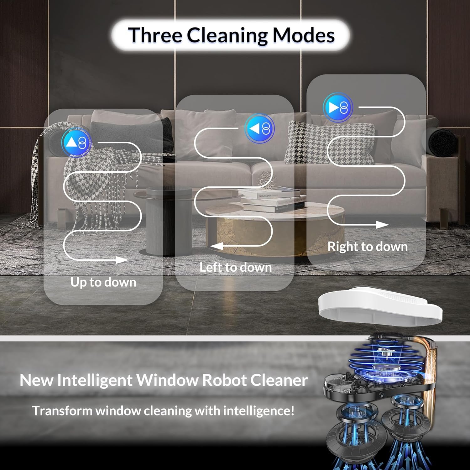 Automatic Window Cleaner Robot with Dual Water Spray,Smart Window Cleaning Washer Machine with 3000Pa Suction&Ai Path Planning,Perfect Windows Cleaning Robot for Highrise Windows, Tiles and Glass