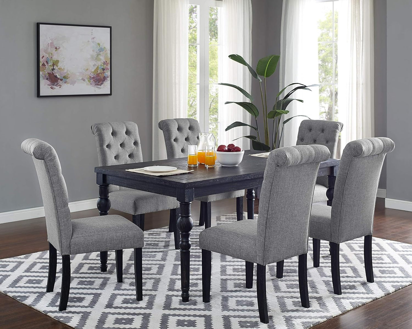 Leviton Urban Style Counter Height Dining Set: Table and 6 Chairs, Grey